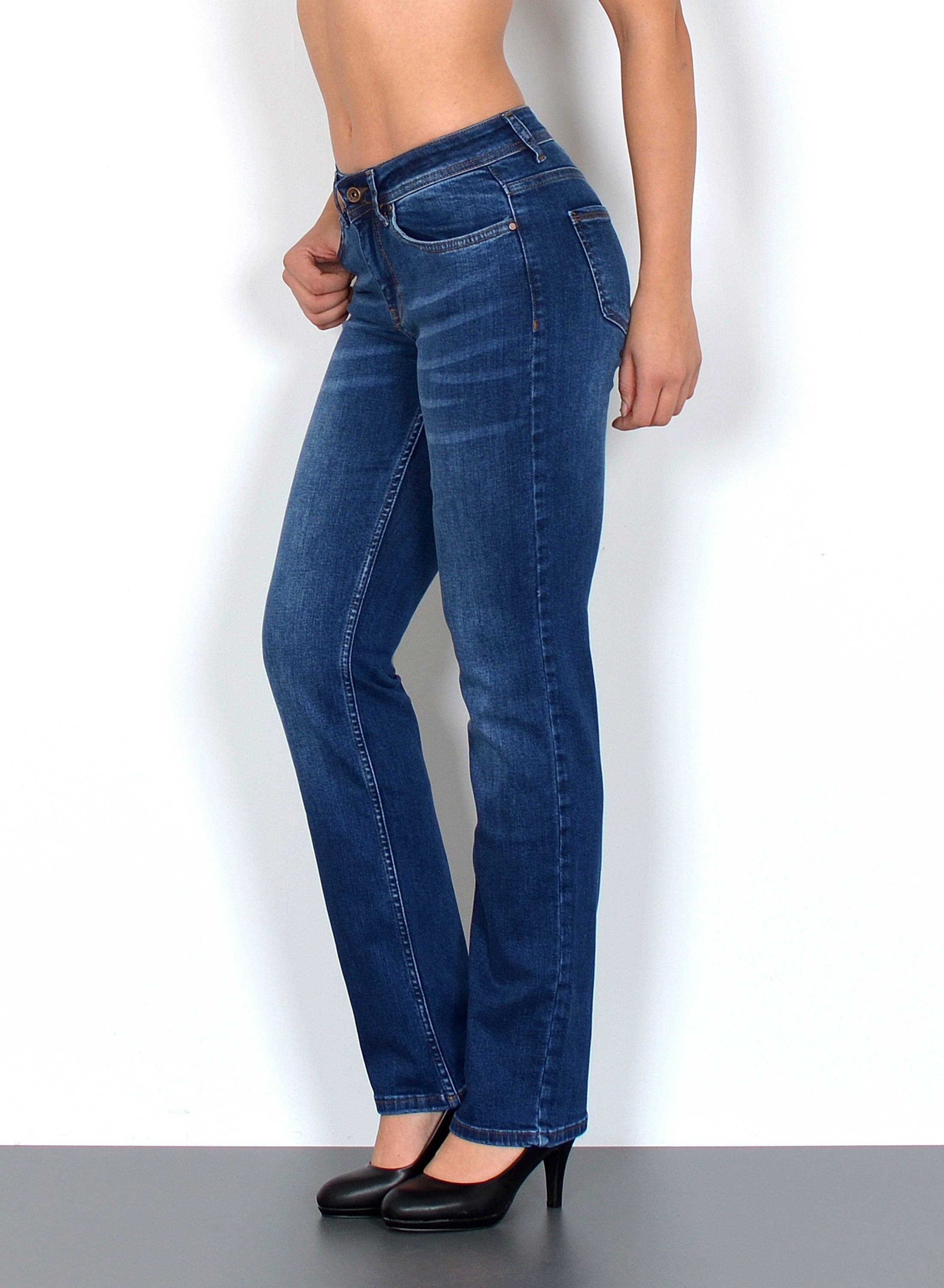 ESRA Straight-Jeans High Waist Straight Fit Jeans Damen Gerader Schnitt bis günstig online kaufen