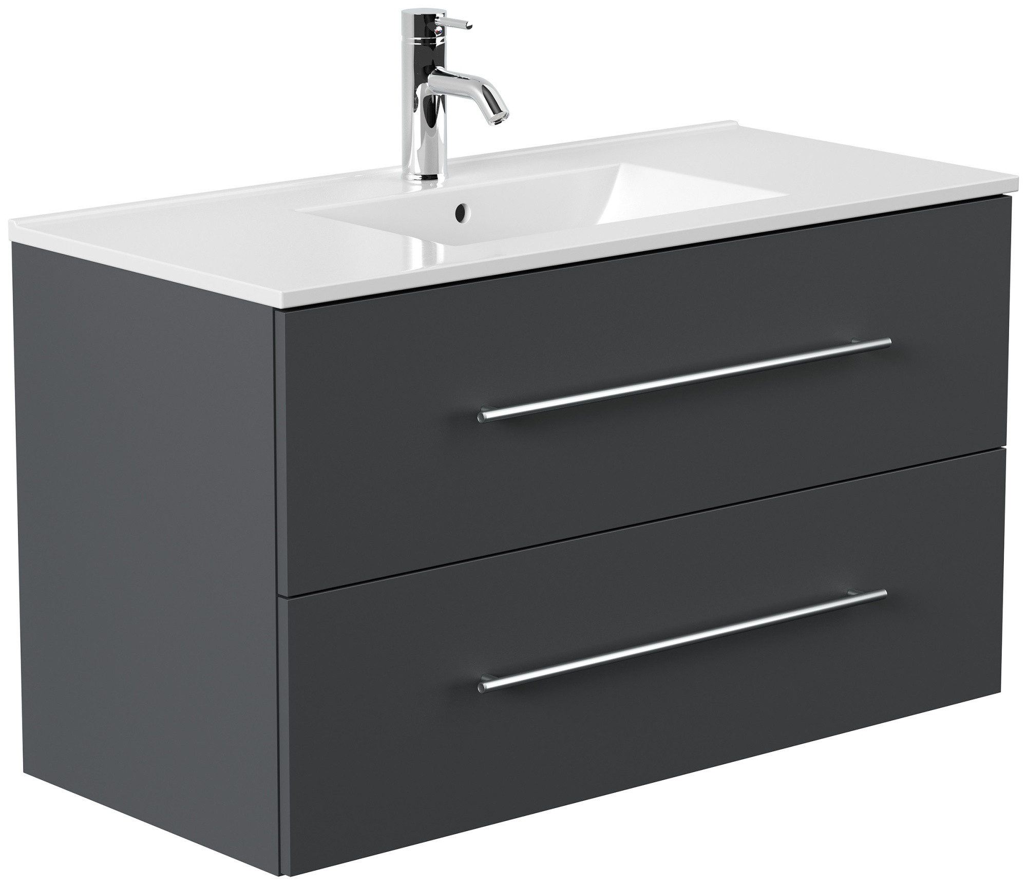 Magnolia Home Waschtisch Badmöbel Set Firenze 100 2tlg. Spiegelschrank Softclose grafit