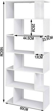 Woltu Bücherregal, 1-tlg., 6 Fächer, Holzwerkstoff, 60x160x23,5 cm(BxHxT)