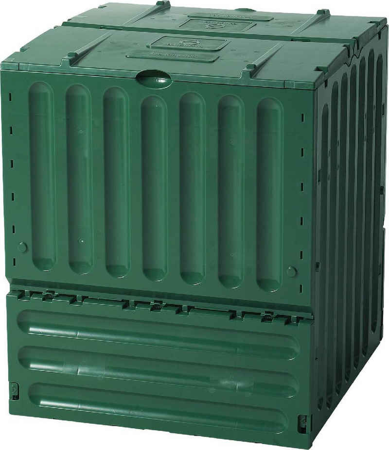 GARANTIA Schnellkomposter ECO-KING Komposter für den Garten in grün, 600 Liter, aus Kunststoff, 600 l, Recyclingkunststoff, 600 l Fassungsvermögen, zwei Einfüllklappen