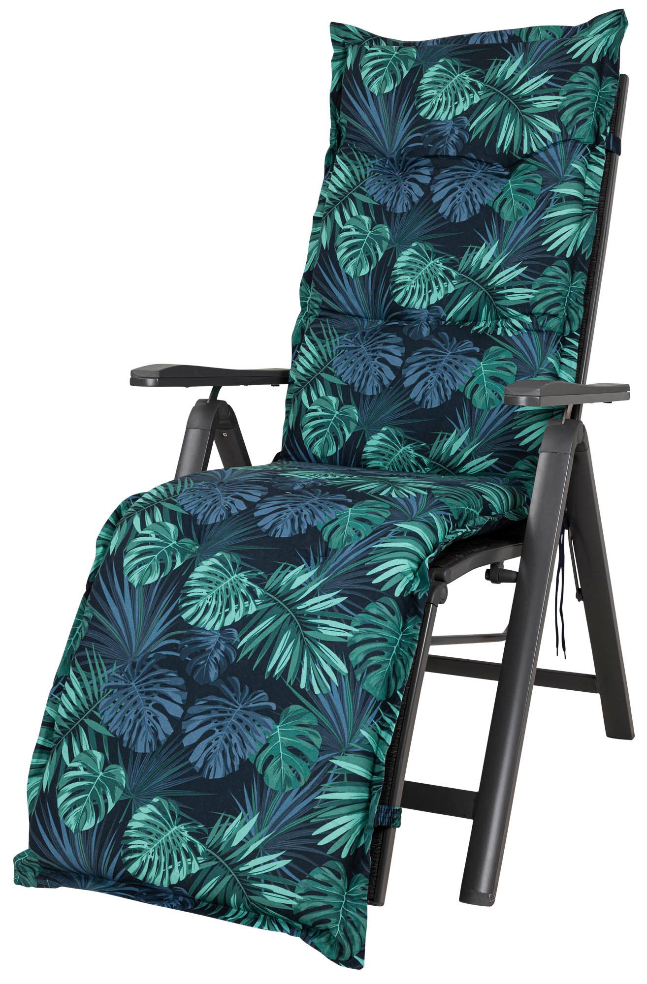 Sun Garden Sesselauflage Relaxliege Usedom/Rügen 30417-100 grün-blau Blätter 170x50x8 cm SG