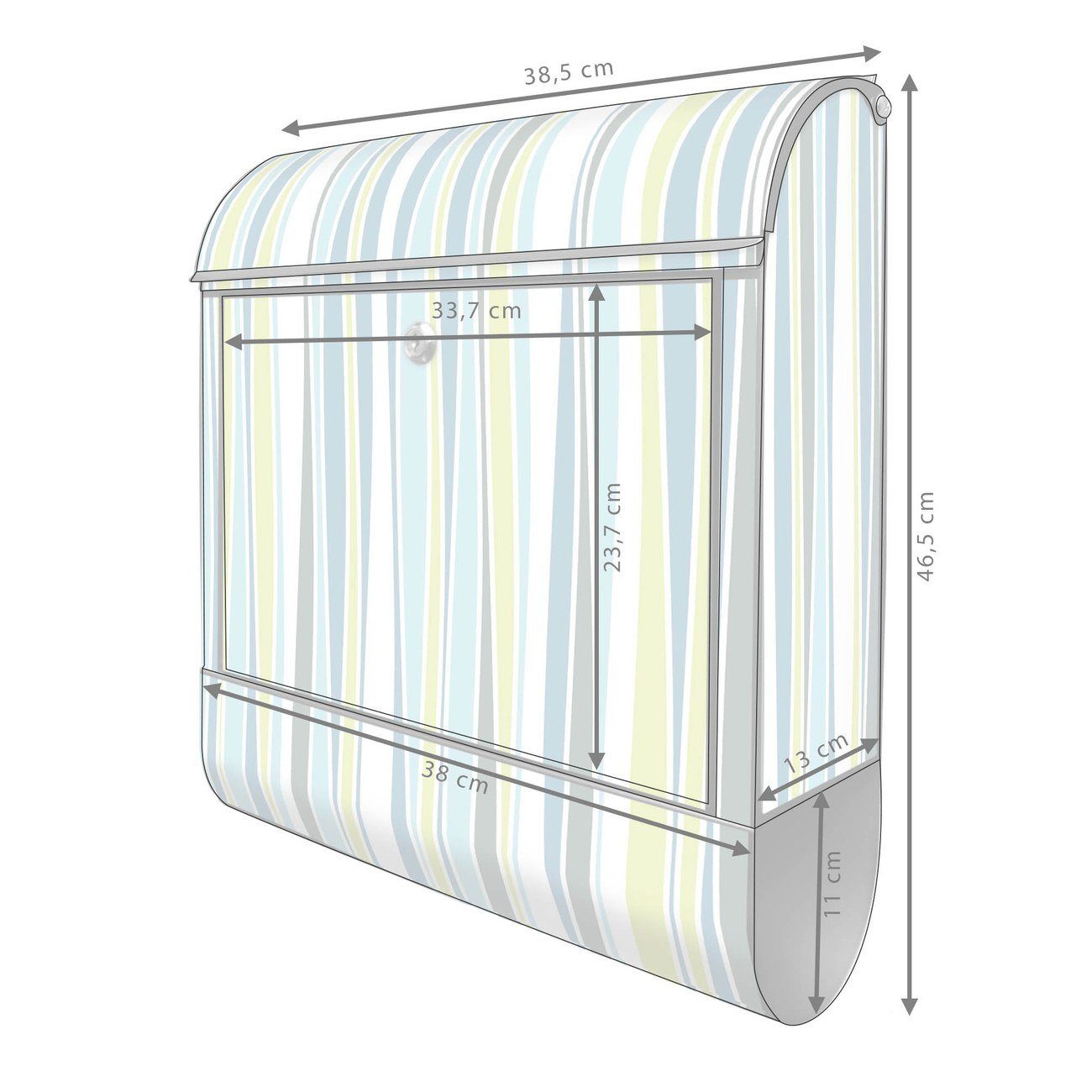 banjado Wandbriefkasten Stahl Schilf Abstrakt pulverbeschichtet, mit schwarz 14cm Zeitungsfach), 39 x 47 witterungsbeständig, x (Wandbriefkasten