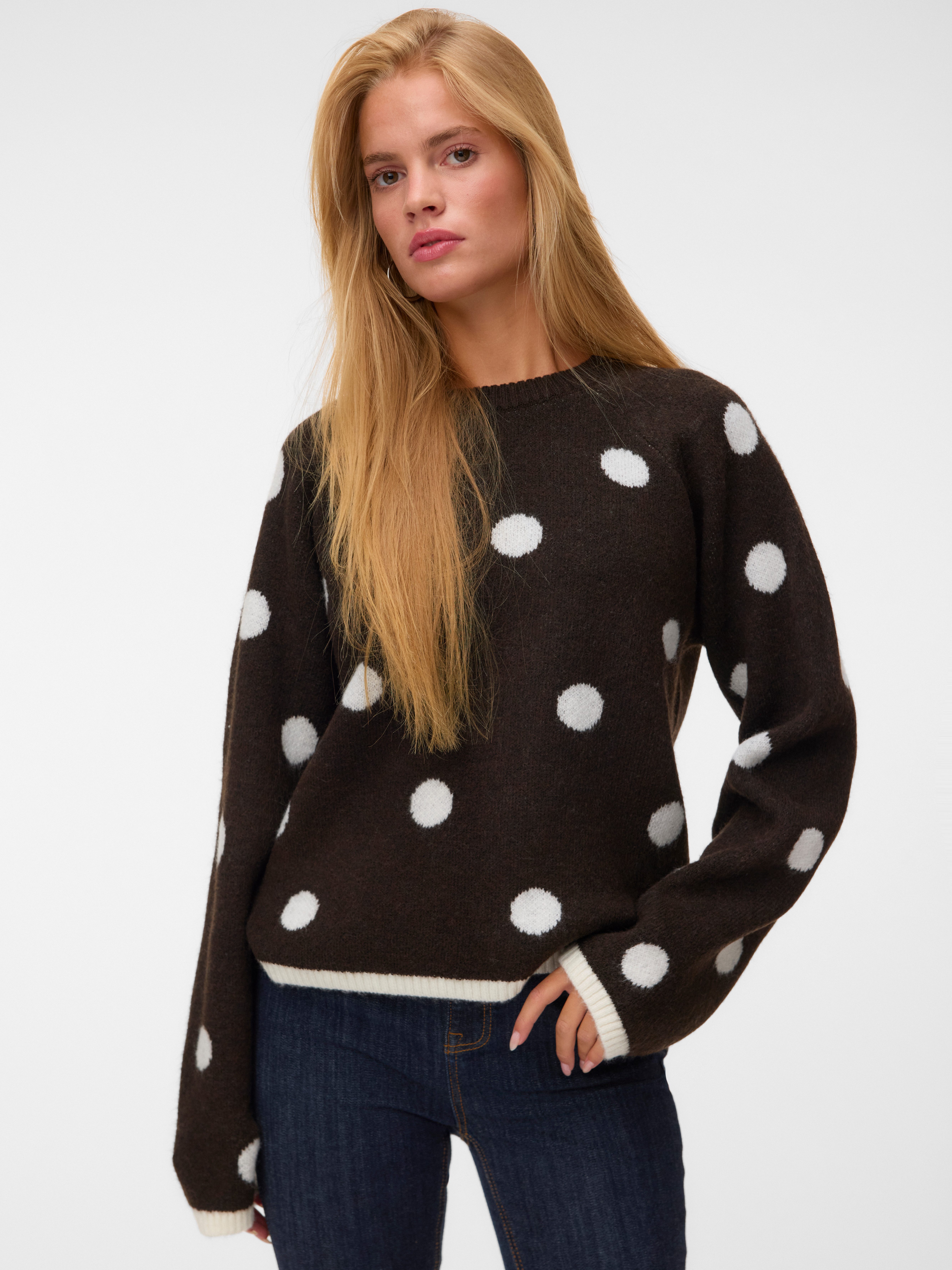 Vero Moda Rundhalspullover VMLIV LS KNIT EXP EXP Kunstfaser