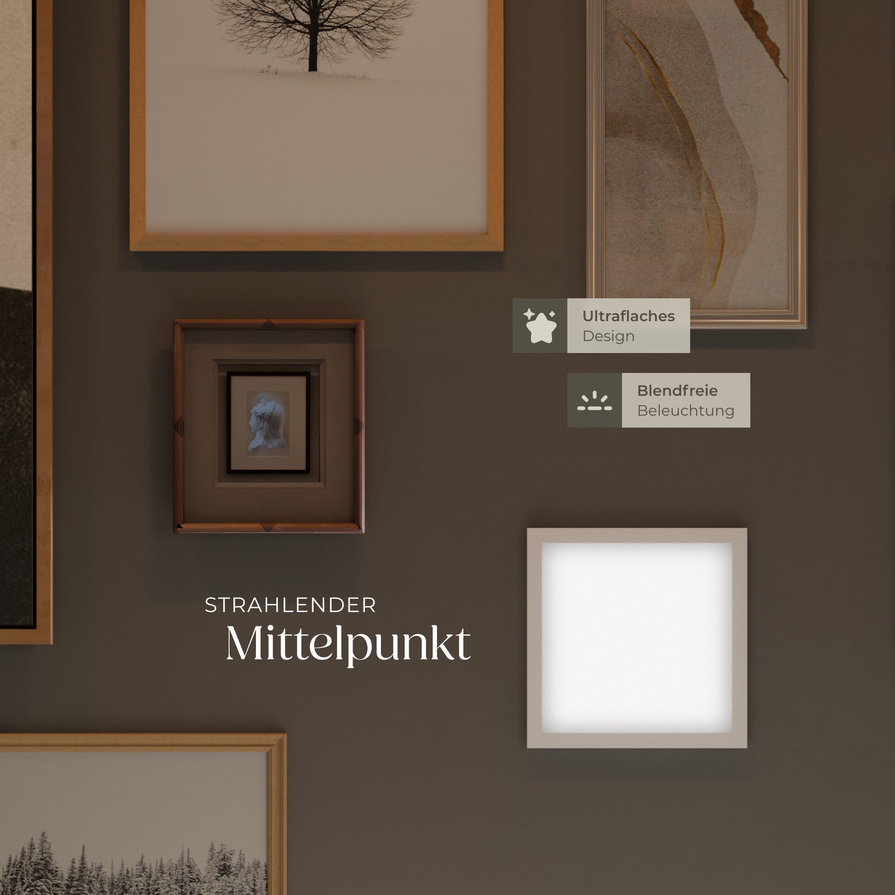 tectake Deckenleuchten Vielseitiges LED-Paneel, verschiedene Größen, warmweiß, blendfrei, ultraflach, rechteckig, Backlighteffekt, pulverbesch. Stahl/Aluminium