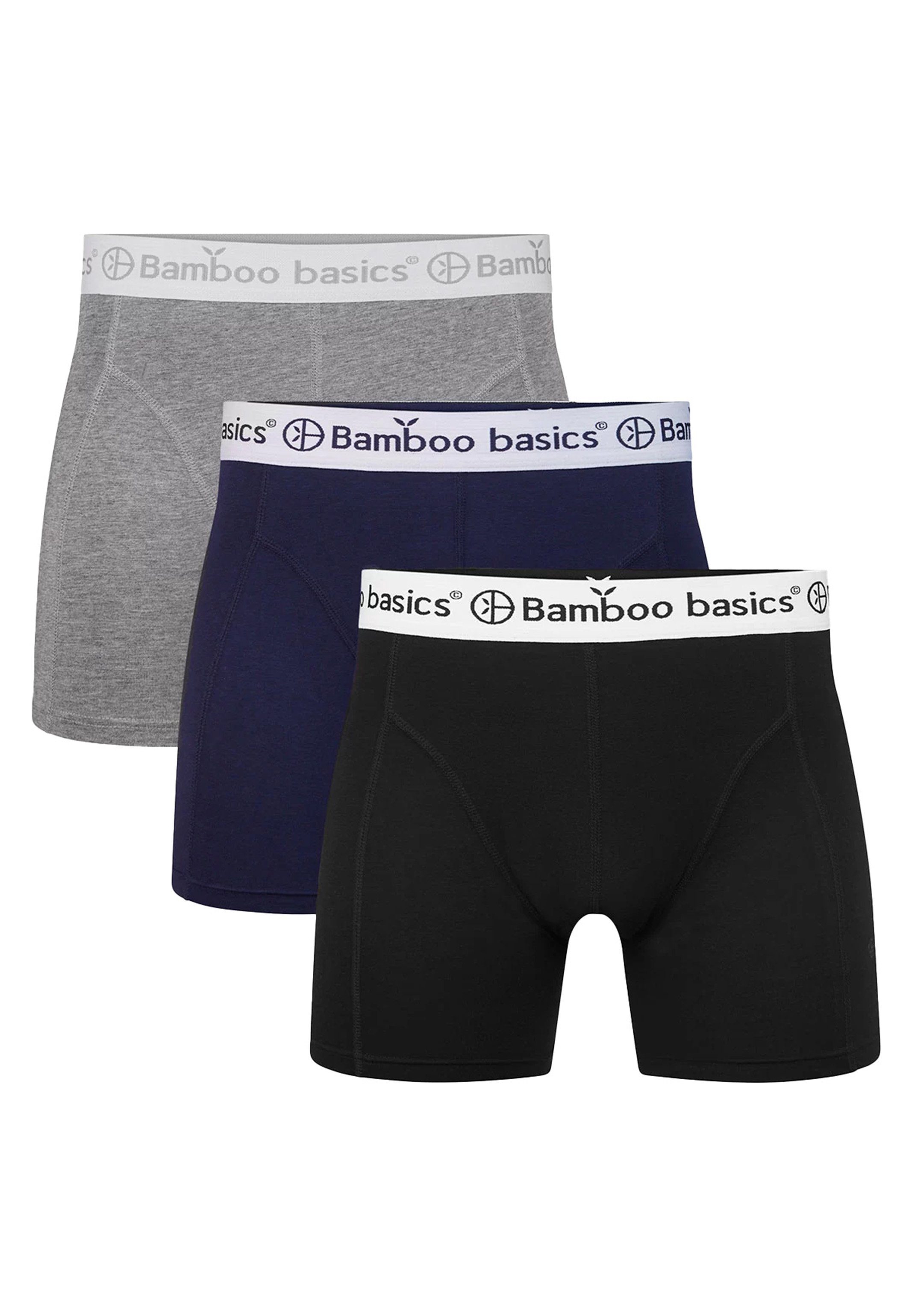 Bamboo basics Retro Boxer 3er Pack Rico (Spar-Set, 3-St) Retro Short / Pant - Ohne Eingriff - Weiches Material mit Viskose Grau / Dunkelblau / Schwarz