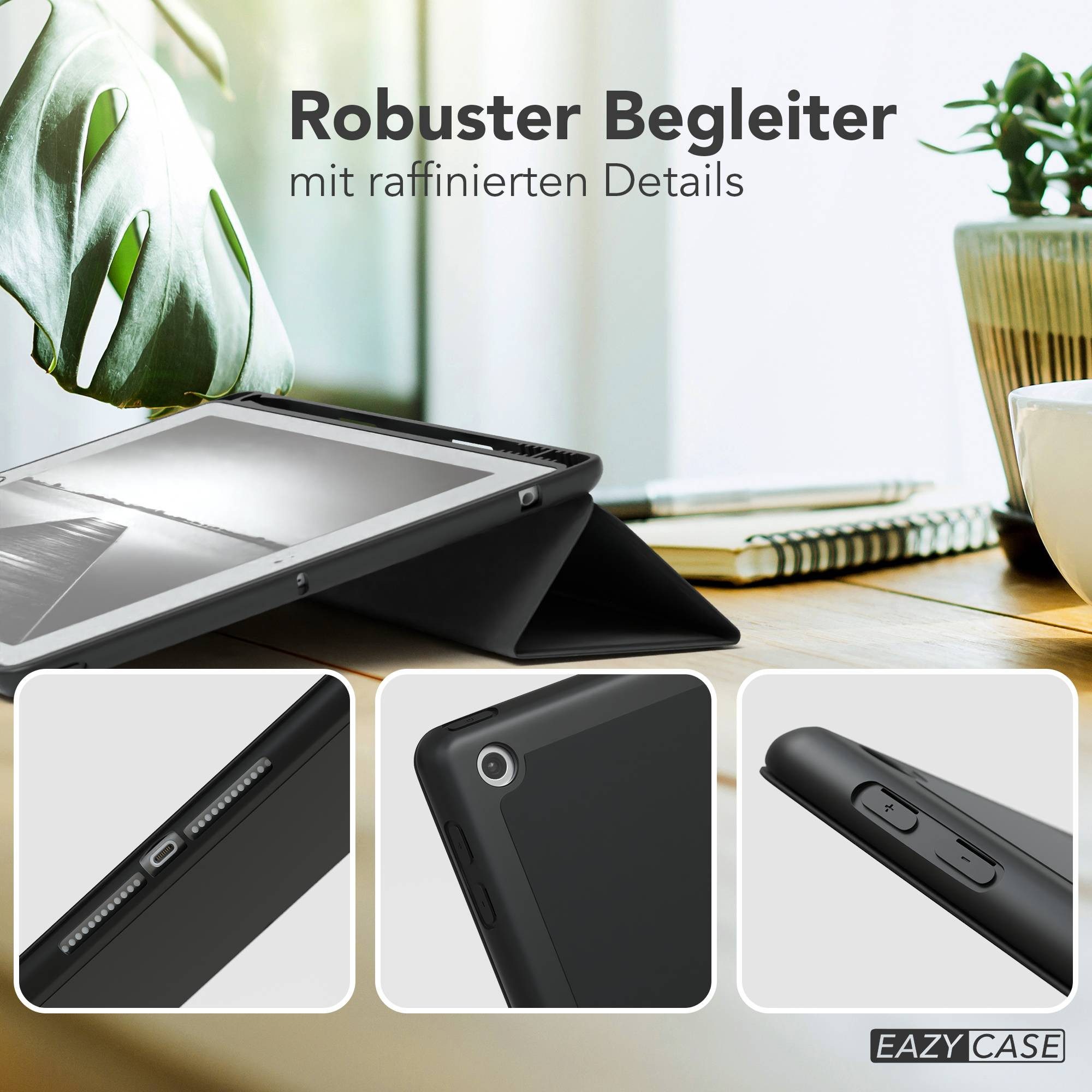 EAZY CASE Tablet-Hülle Penholder Smartcase für iPad 2017/2018 5./6. Gen. 9,7 Zoll, Hülle Schutzhülle mit Sleep Wake Up Funktion Etui zum Klappen Schwarz – Bild 4 von 5