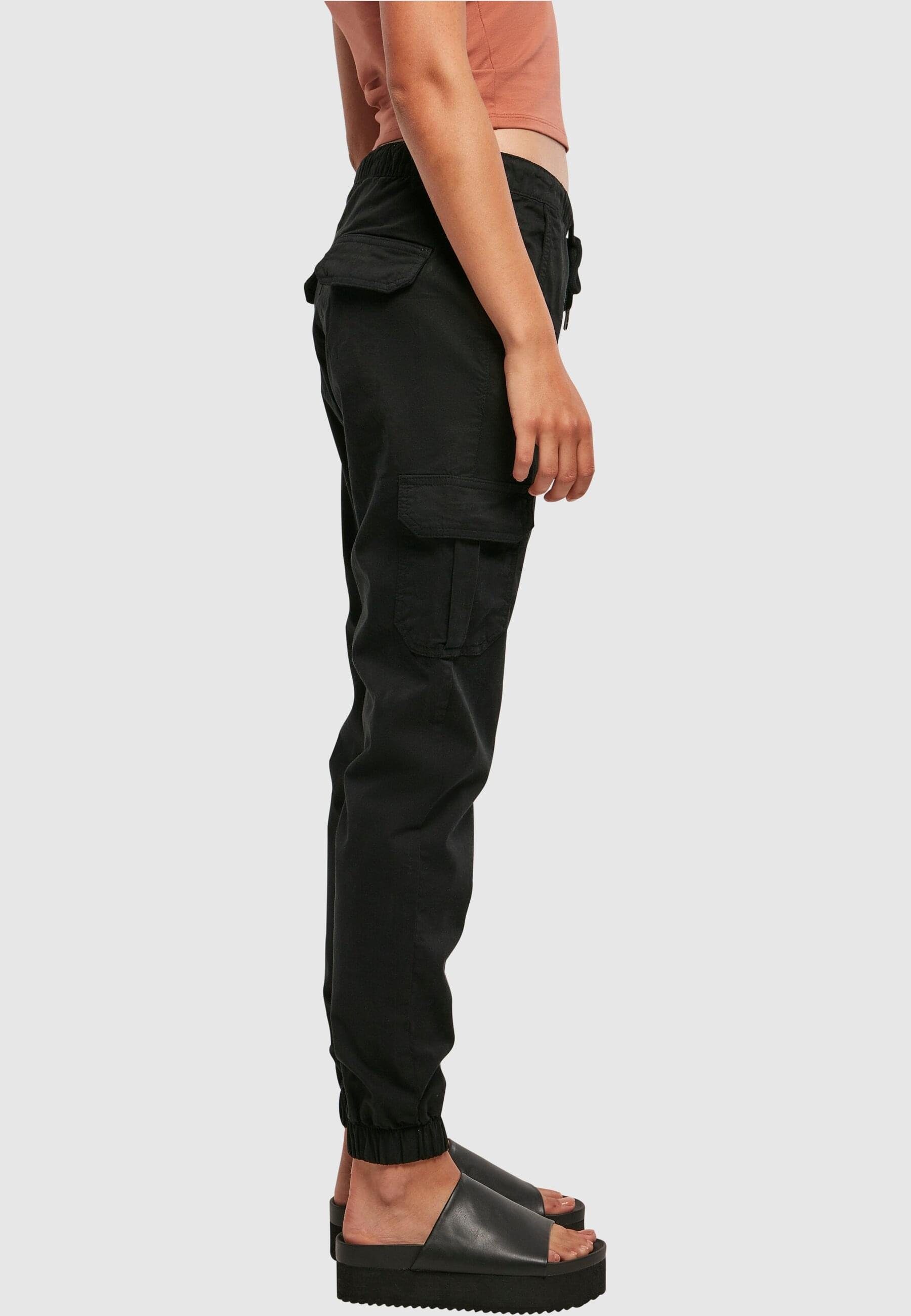 Damen URBAN Cargo black Waist (1-tlg) Cargohose Jogging Pants Ladies High CLASSICS