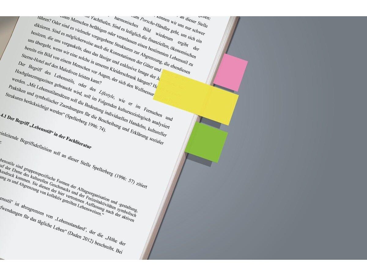 Sigel Haftnotizblock Haftmarker 160 Stück in vier leuchtenden Farben, beschriftbar und rückstandsfrei ablösbar