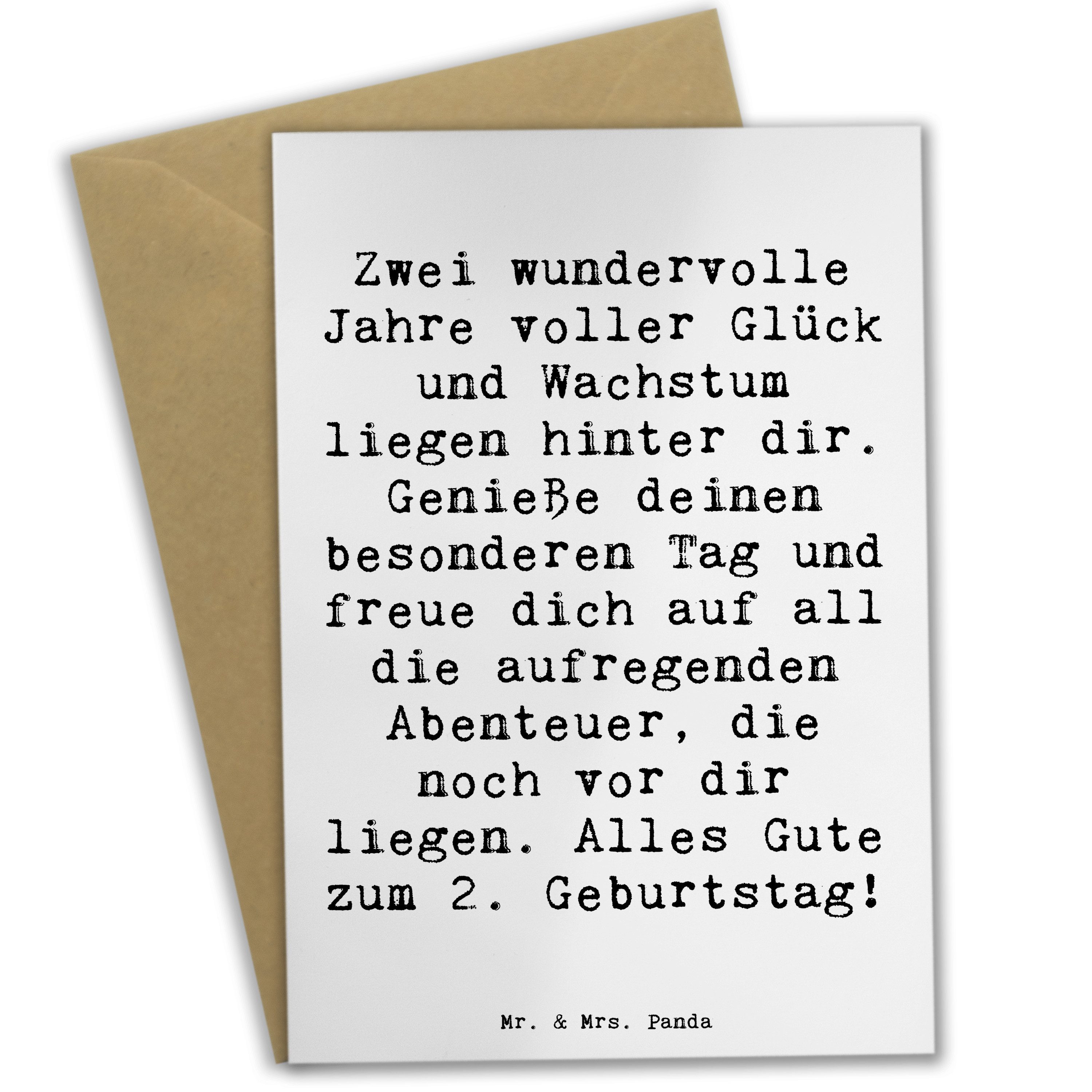 Grußkarte Spruch 2. Geburtstag - Weiß - Geschenk, Abenteuer für Kinder, Karte