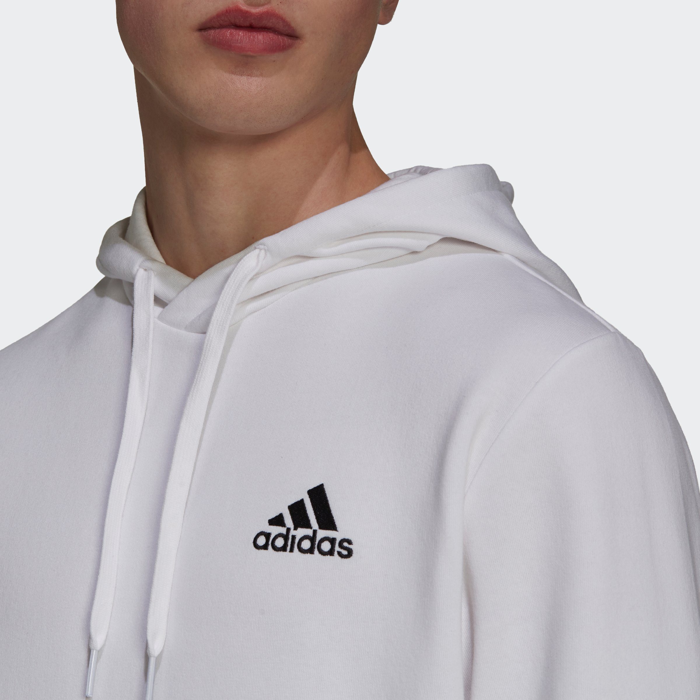 adidas Sportswear Kapuzensweatshirt ESSENTIALS Black / FLEECE HOODIE White