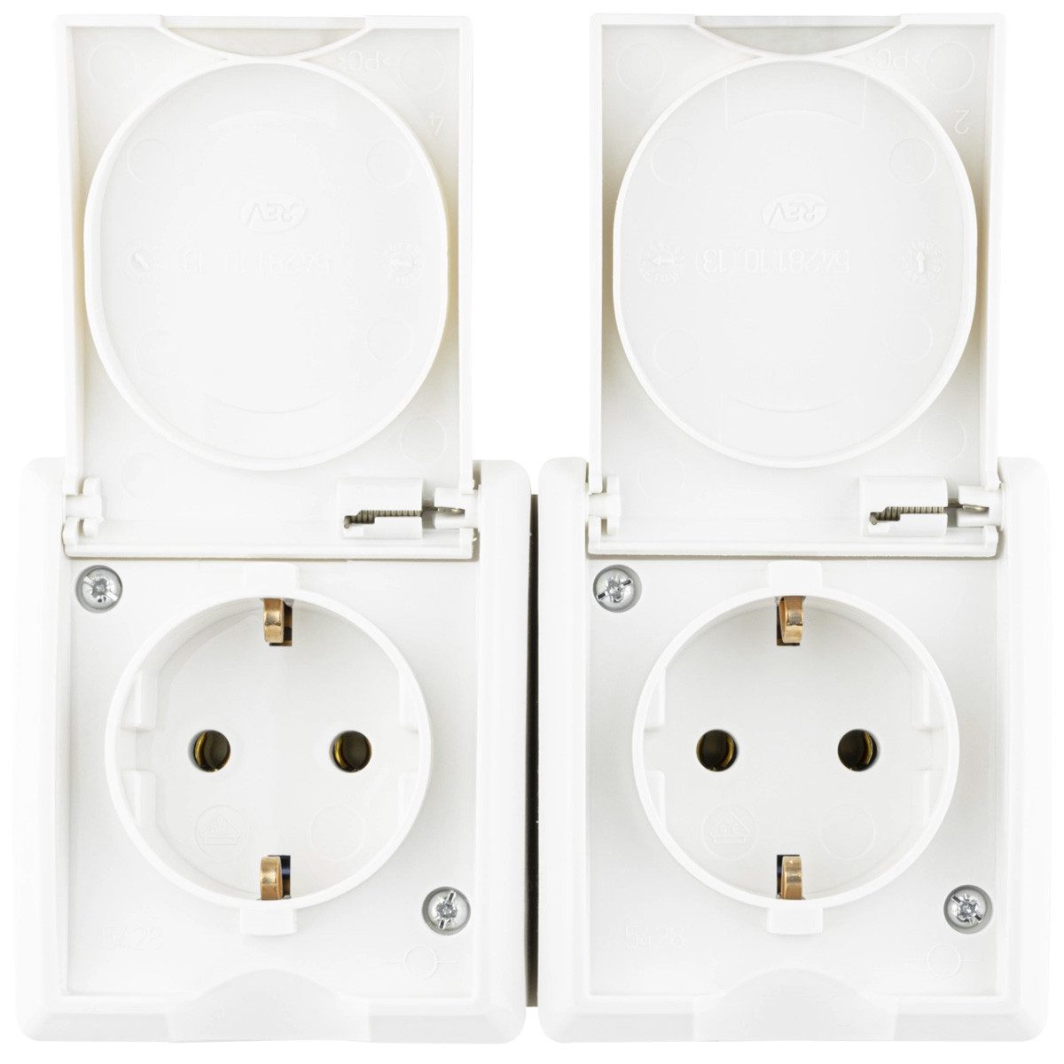 REV Ritter GmbH Aufputz-Steckdose Feuchtraum 2-fach Steckdose REV RITTER AquaForm Aufputz Weiß, 1-St.