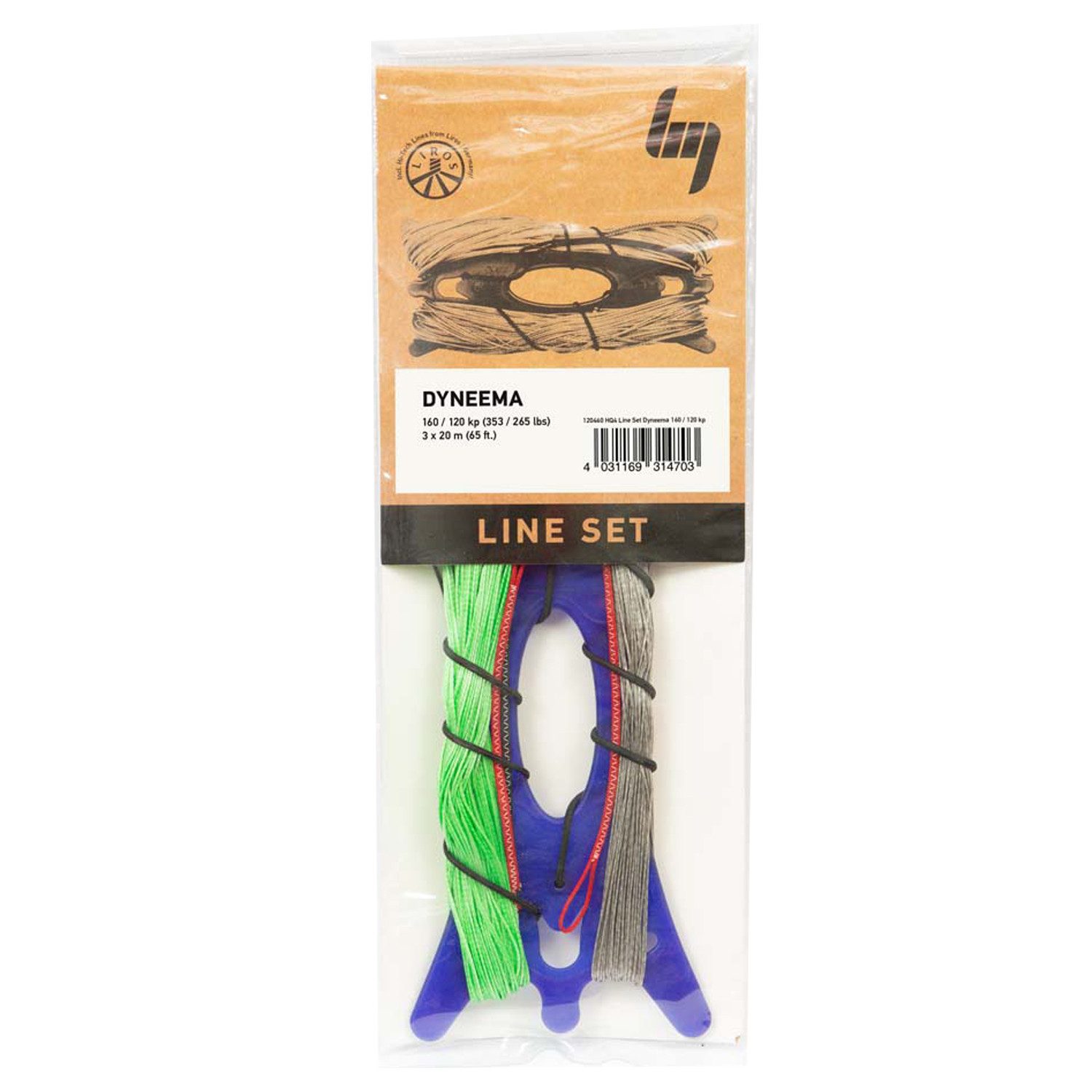 HQ Flug-Drache HQ4 Winderset 2 x 20 m 160 kp / 1x 20 m 120 kp für Dreileiner Drachen, Liros Dyneema
