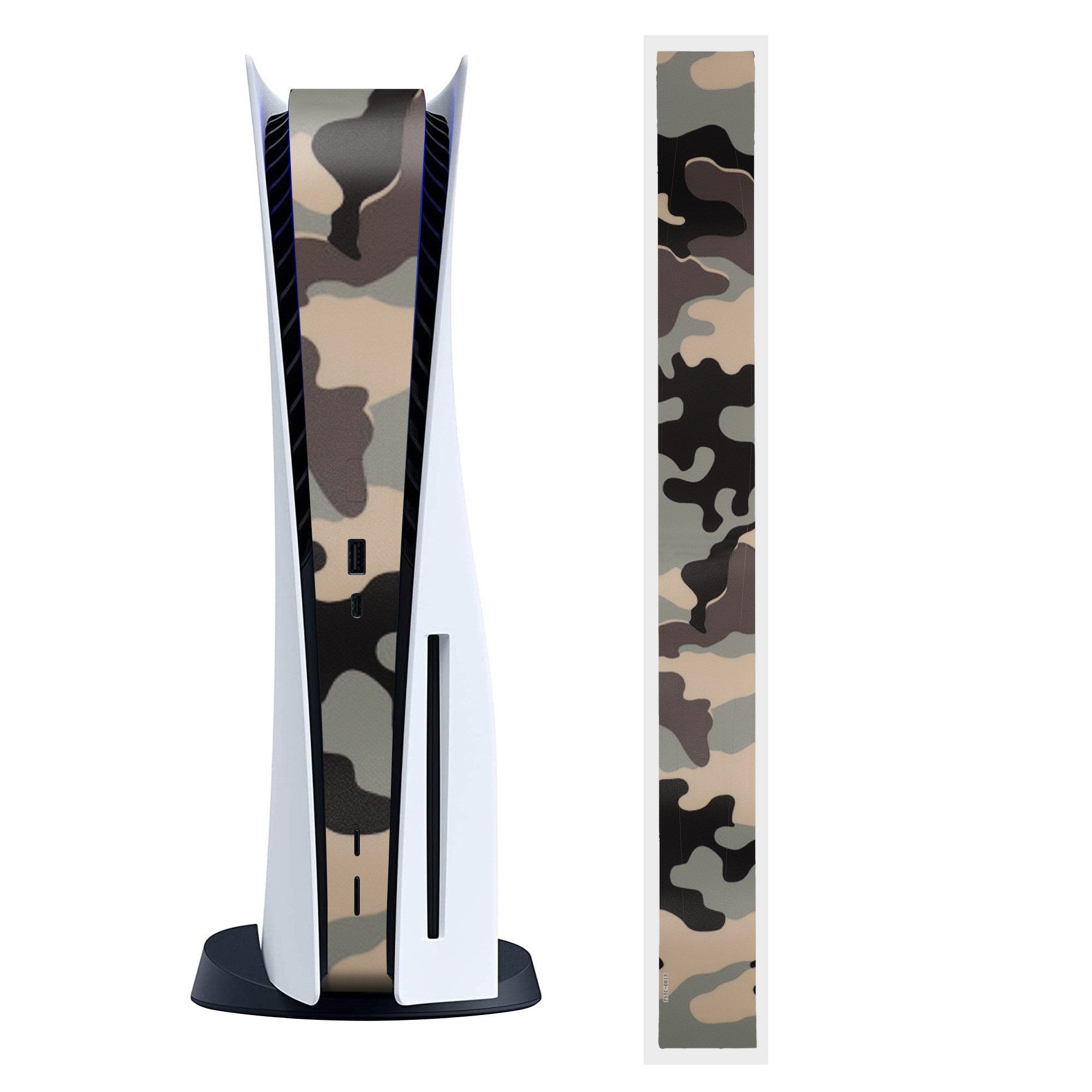 kwmobile Konsolen-Cover Konsolen Aufkleber für Sony Playstation 5 Disc Edition, Aufkleber Folie mit Camouflage-Muster Design in Schwarz Grün Beige