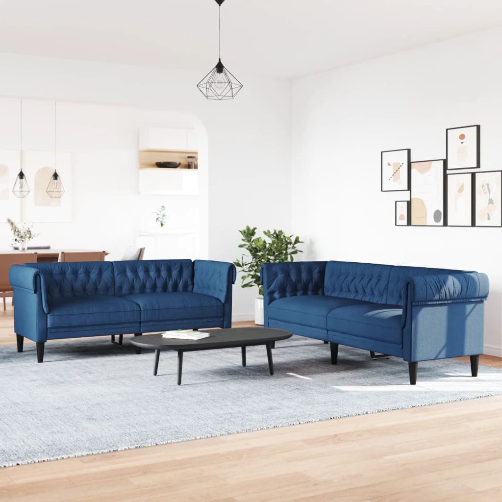 vidaXL Sofa 2-tlg. Sofagarnitur Blau Stoff günstig online kaufen