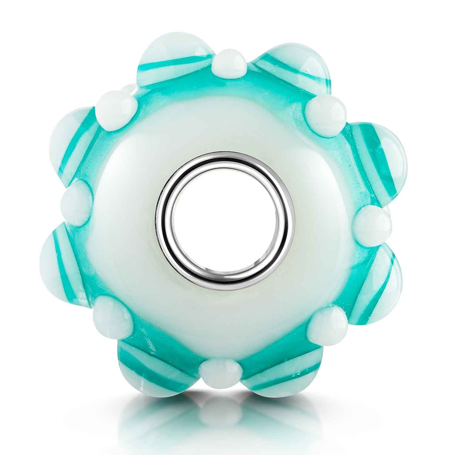 Materia Bead Glasperle Punkte 3D Türkis 462, Kern aus 925 Sterling Silber