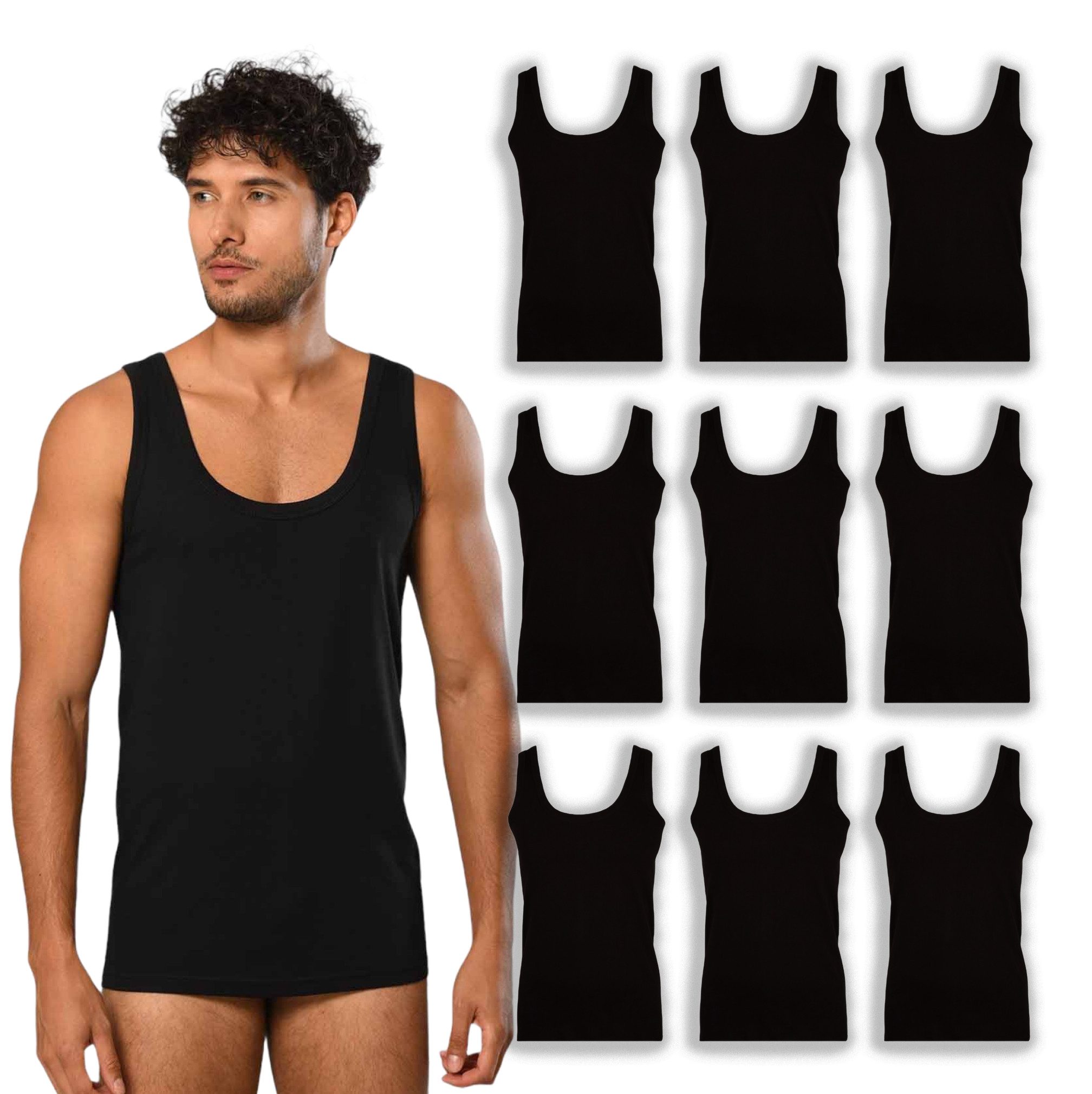 Unterhemd Herren Tank Top 9er-Pack, Baumwolle, Bequem, Strapazierfähig, S-4XL