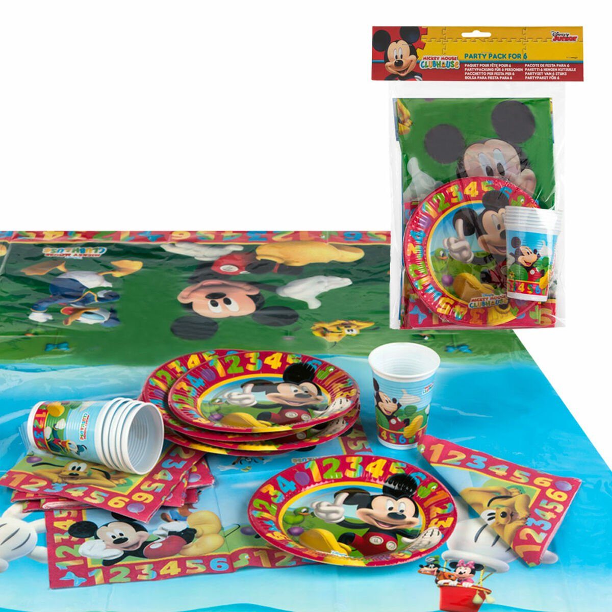 Disney Mickey Stück Partyartikel Mouse Set Mouse 6 Einweggeschirr-Set Mickey