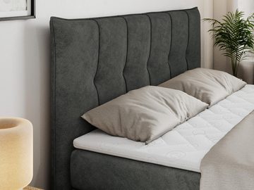 MKS MÖBEL Boxspringbett PREMIUM 10 KING, Doppelmatratze, Polsterbett mit Bettkasten und Zwei Matratzen