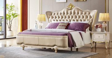 JVmoebel Bett, Luxus Chesterfield Betten Königliches Leder Bett Palast Doppelbett