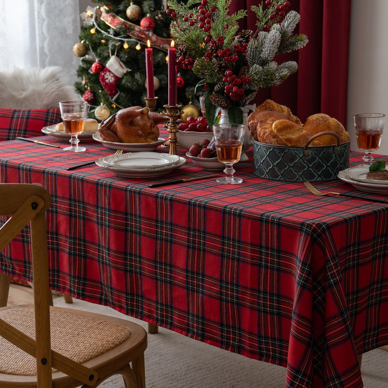 Qelus Tischläufer Karierte Tischdecke Weihnachten Tischdecke günstig online kaufen