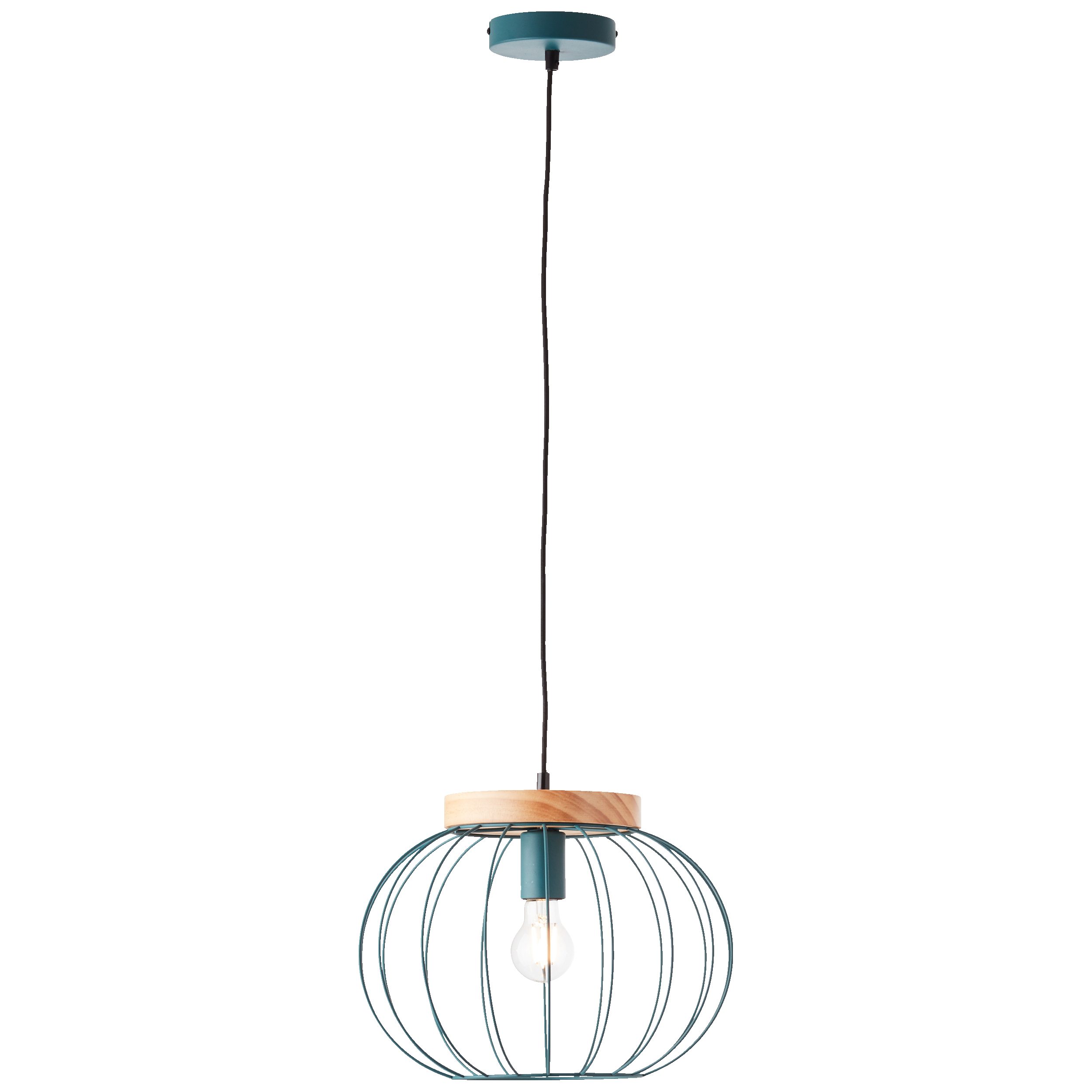 Lightbox Pendelleuchte, ohne Leuchtmittel, Hängelampe, 130 cm Höhe, E27, max. 40 W, Metall/Holz, türkis