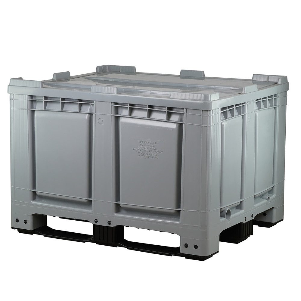 Logiplast Aufbewahrungsbox Palettenboxen m. Deckel 680l 120x100x79 cm Grau 3 Kufen