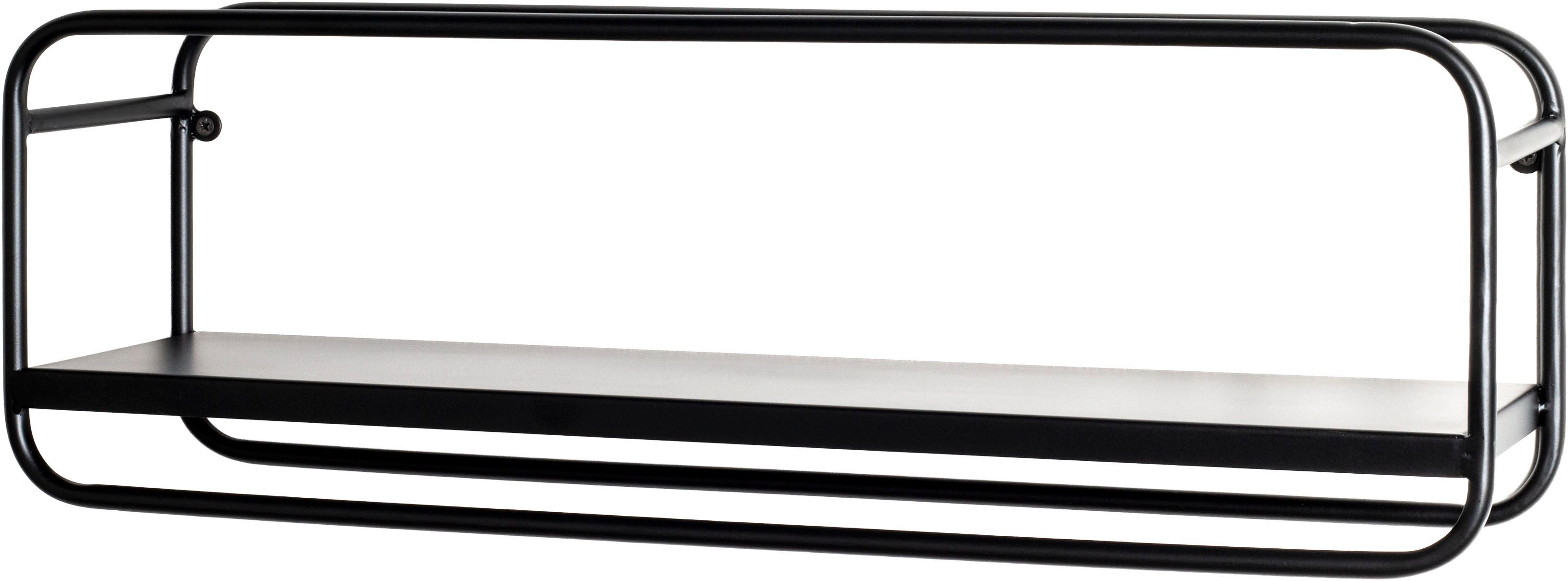 HAKU Wandregal Hängeregal, Wandboard, rechteckig - aus Metall Schwarz - B/T/H 60/15/20 cm