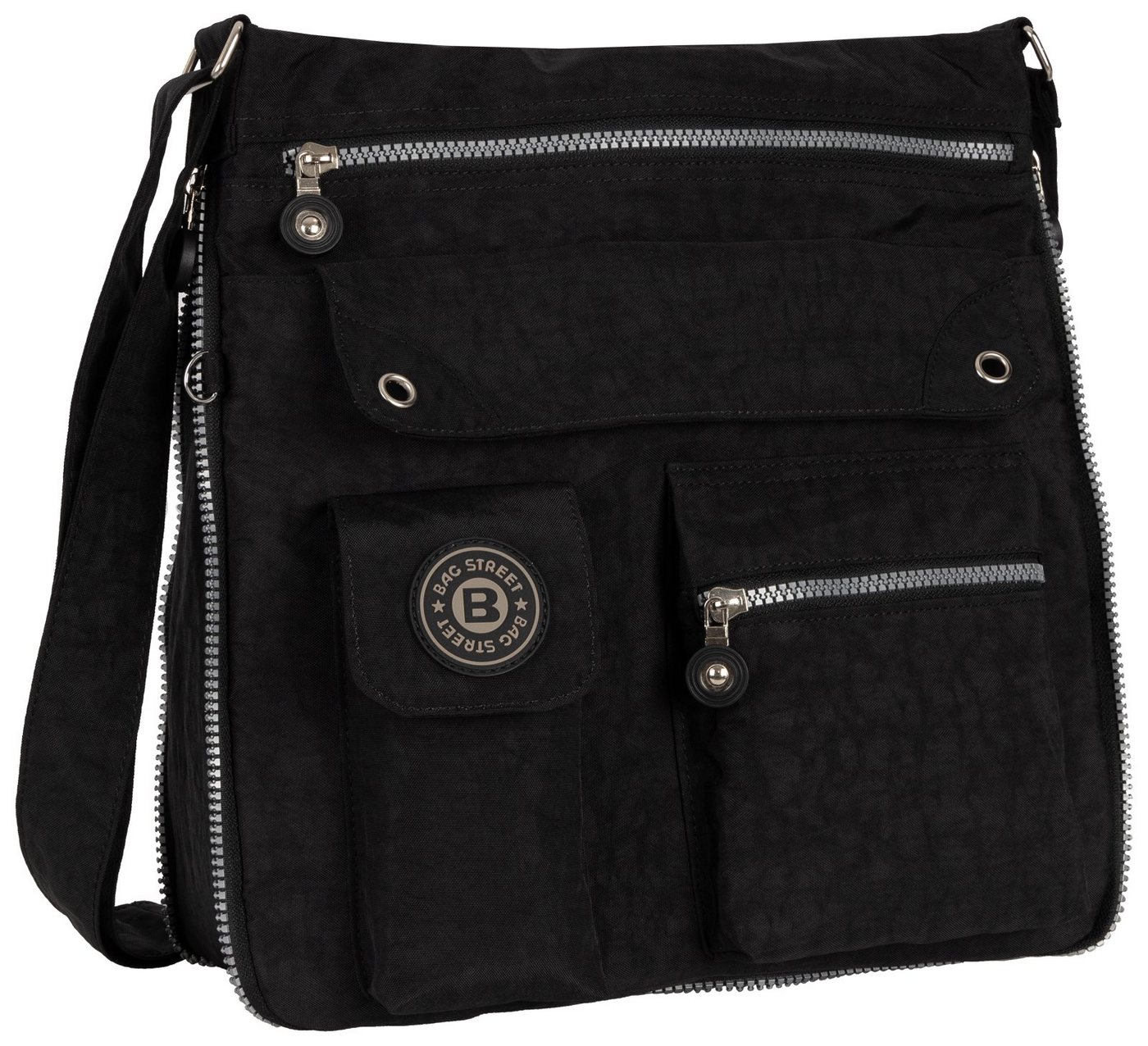 BAG STREET Umhängetasche Damentasche Umhängetasche Handtasche Schultertasche Schwarz Schwarz, als Schultertasche, Umhängetasche tragbar