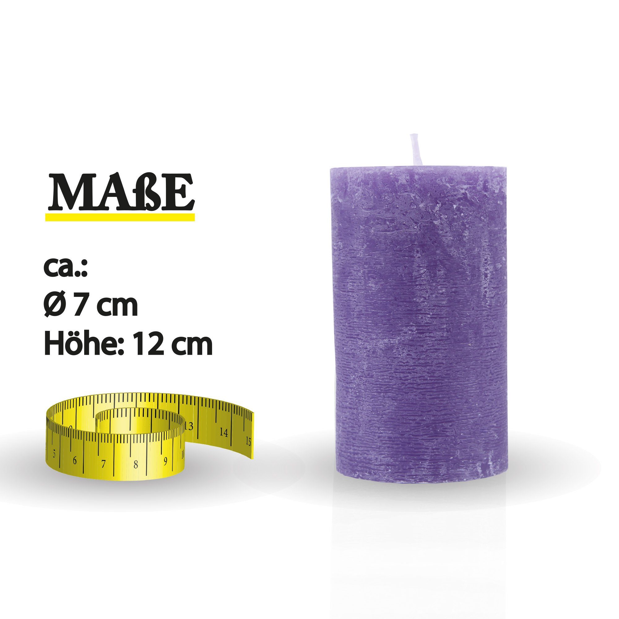 HS Candle Stumpenkerze Rustikale Antik Kerze (vers. Farben / Größen), Duftfreie Altarkerze - Dekokerze - lang Brenndauer - Retro