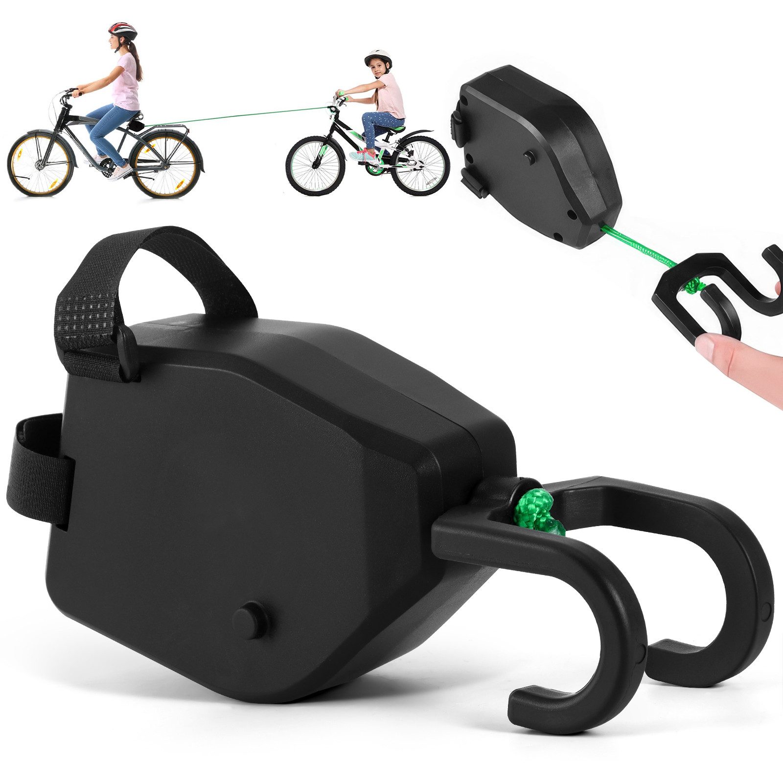 BlingBin Fahrrad Abschleppseil Kinder, Elastisches 2.5M Fahrrad Traktionsseil Abschleppseil (1er Set, 1-tlg., 7,3*20,6*10cm, 0-2,5m), Universell Fahrrad Seil Einziehbar, Tragfähigkeit 500 lb, für MTB