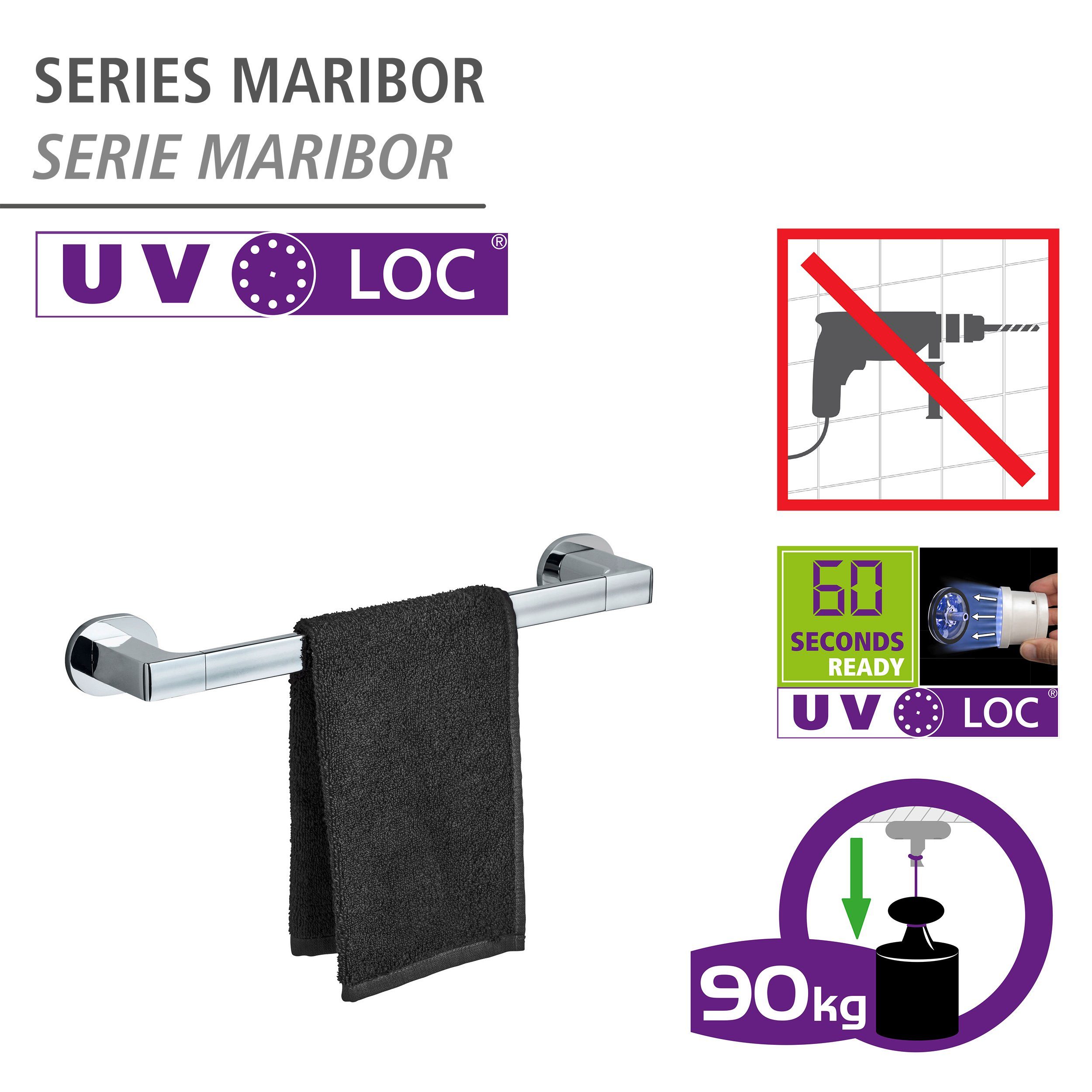 UV-Loc® Bohren ohne Handtuchstange WENKO Maribor, befestigen