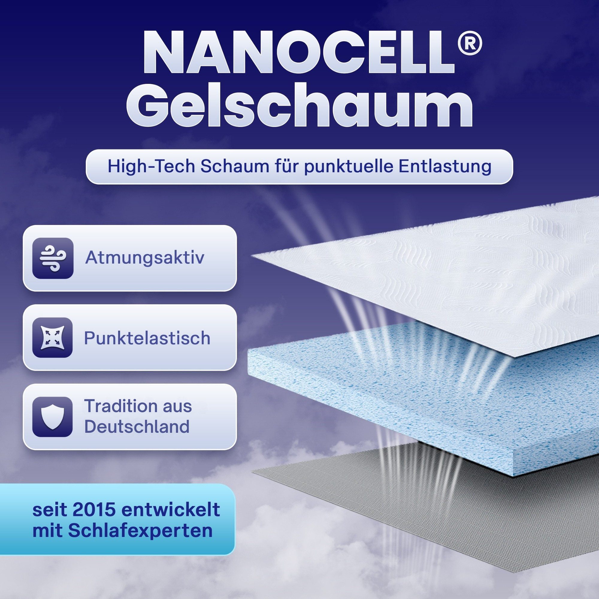 Kaltschaummatratze Matratze LINA, 11cm hoch, Kaltschaummatratze Schaummatratze H3, Arensberger, 11 cm hoch, (80 x 200 cm), NANOCELL Gelschaum, Bezug waschbar bis 60°C, Rollmatratze, 80x200cm