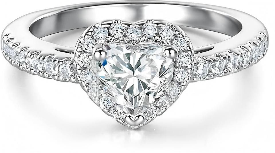 Jumpeak Verlobungsring Labor-Diamant 1ct,Diamantring,Gold ring,Solitär,Trauring,Promise Ring, D,VS,14K Gold,Herzform Ring,Halo Design,Geschenk Frau,Valentinstag