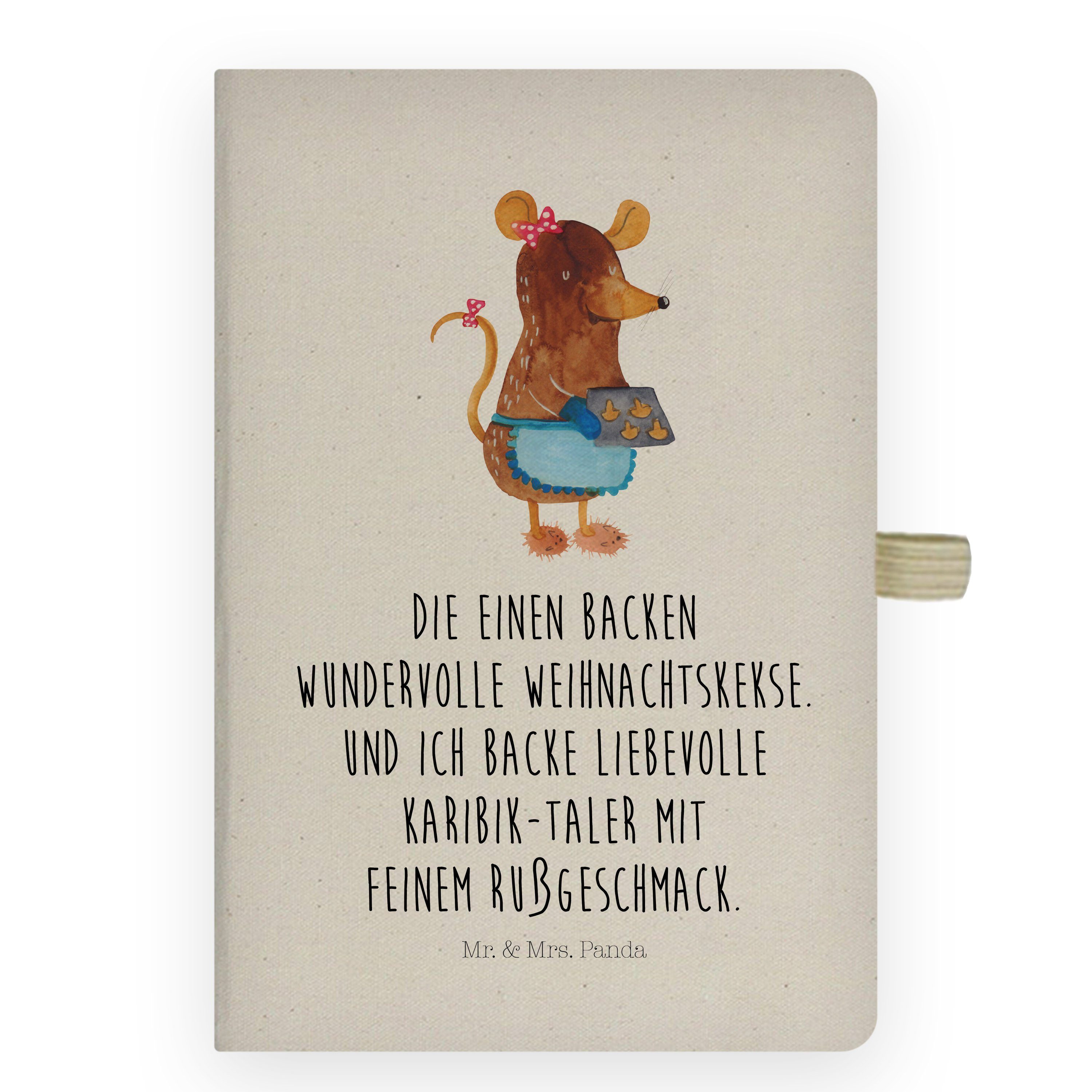Panda Mrs. Notizen, Kekse & Winter, Geschenk, Panda - Transparent Mr. Notizbuch - Mrs. & backen, Mr. Journal Maus