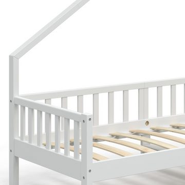 VitaliSpa® Hausbett Kinderbett Spielbett Noemi 90x200cm Weiß Rausfallschutz
