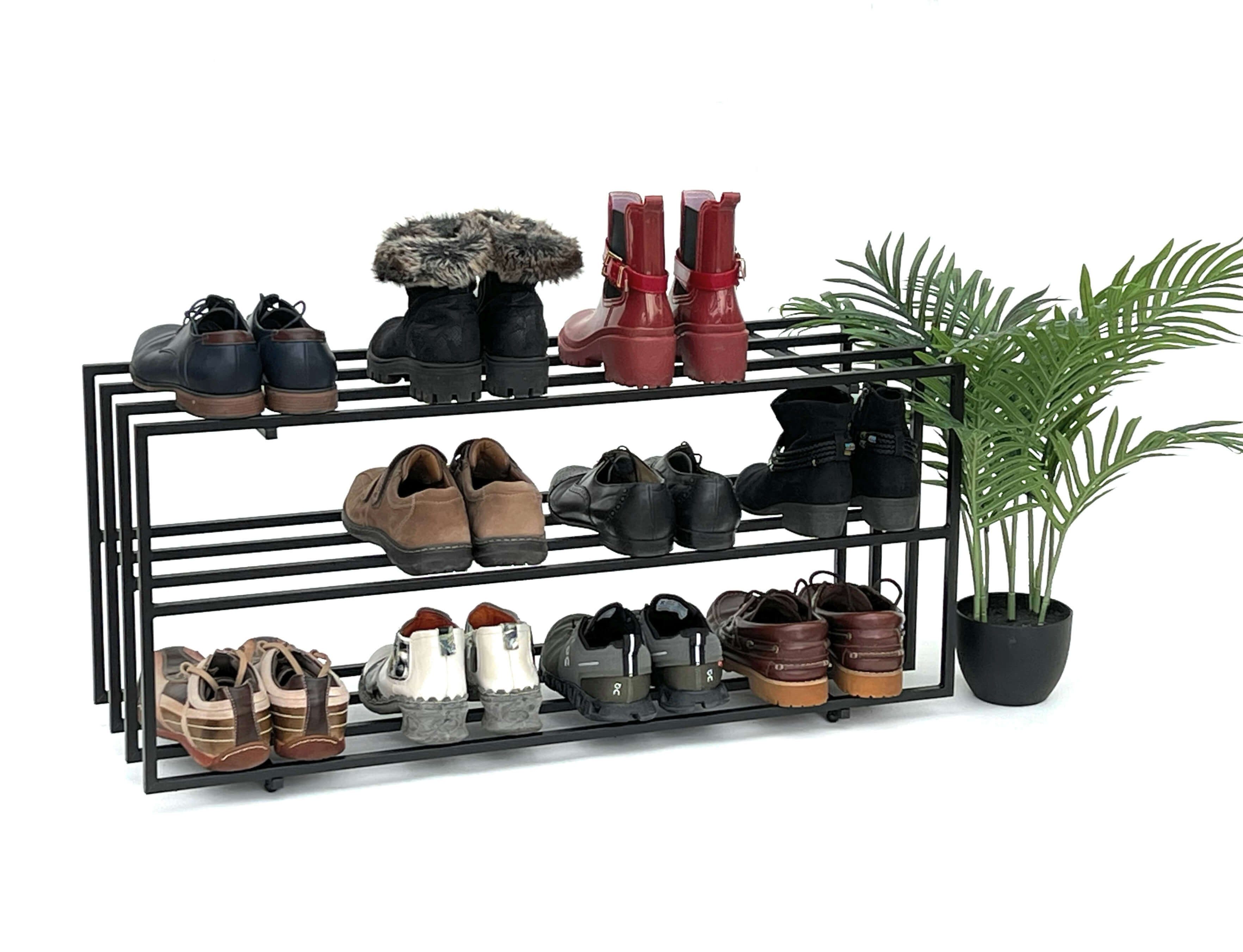 DanDiBo Schuhregal Metall Schwarz 3 Ebenen Schuhablage Schuhschrank Modern