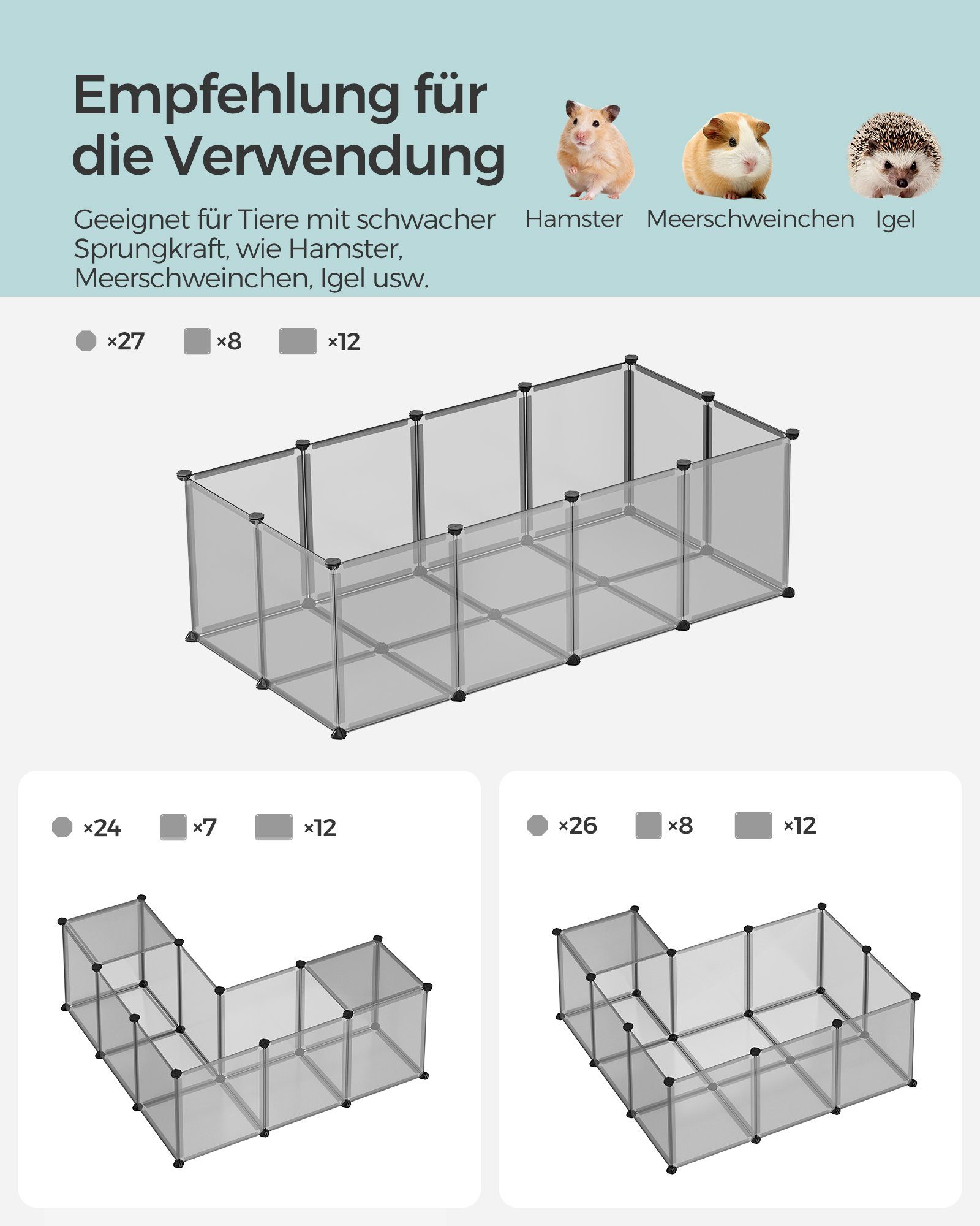 SONGMICS Kleintierkäfig, L-XXL, Freigehege, mit Bodenplatten, günstig online kaufen