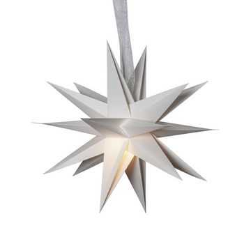 MARELIDA LED Stern Papierstern 3D Stern mit Band Weihnachtsstern Faltstern D: 35cm weiß
