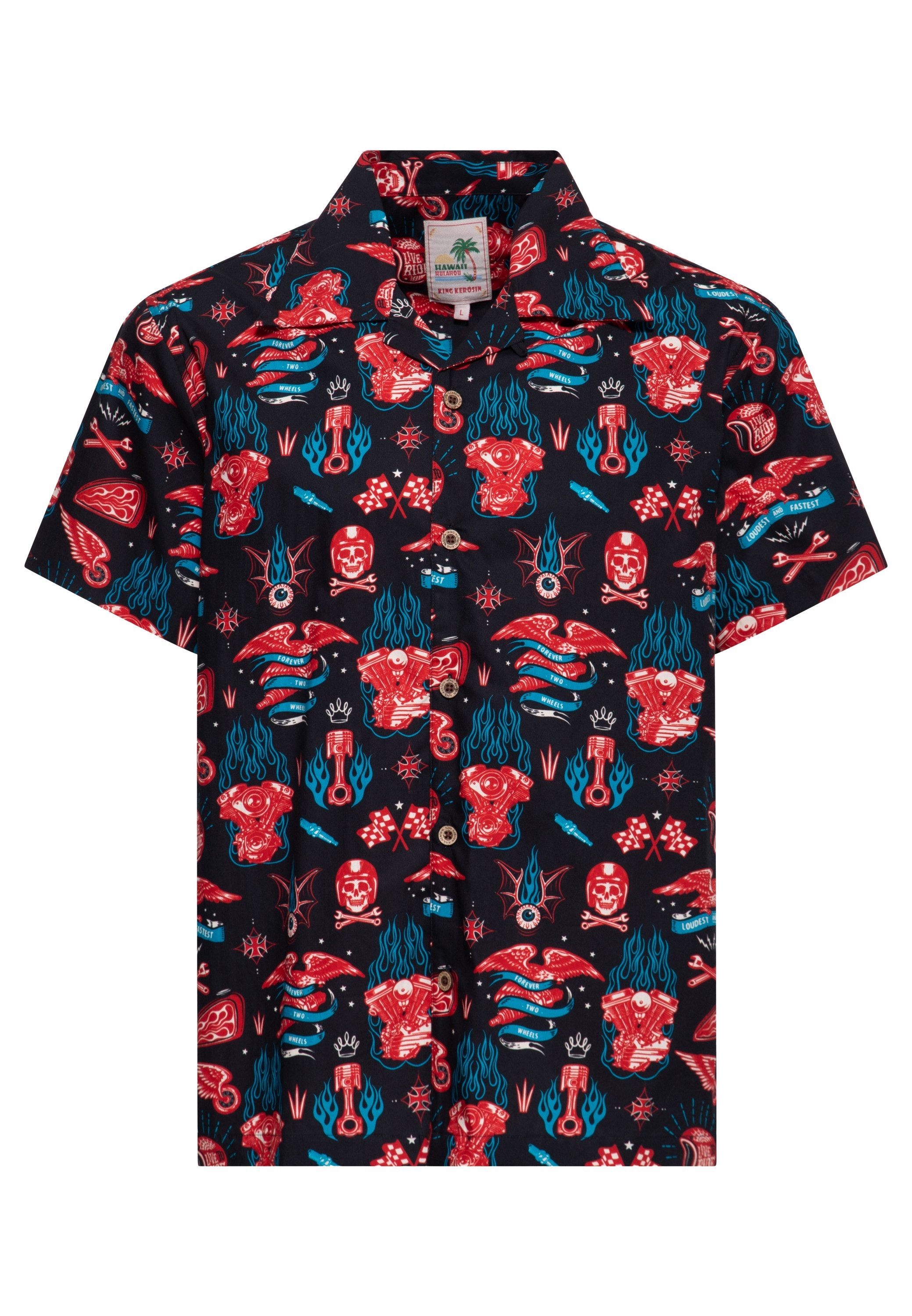 KingKerosin Kurzarmhemd Kustom Kulture mit Allover-Druck