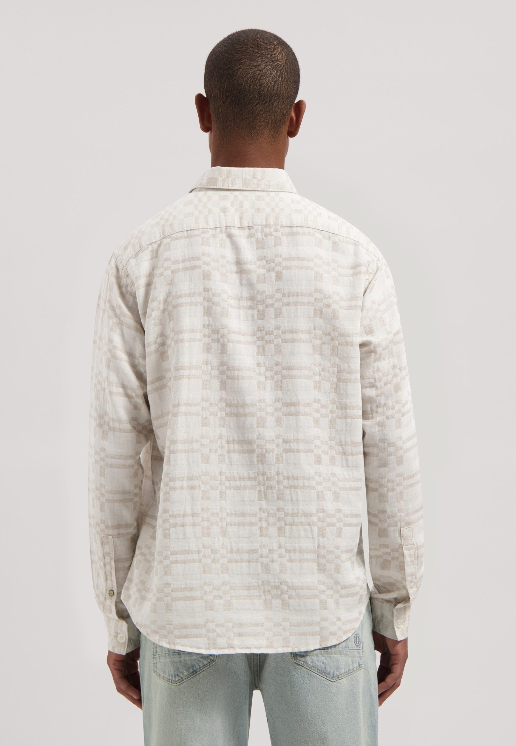 Dstrezzed Leinenhemd -DS_Calvin Shirt - Loose Fit mit Allover-Muster - Langarmhemd - Herren