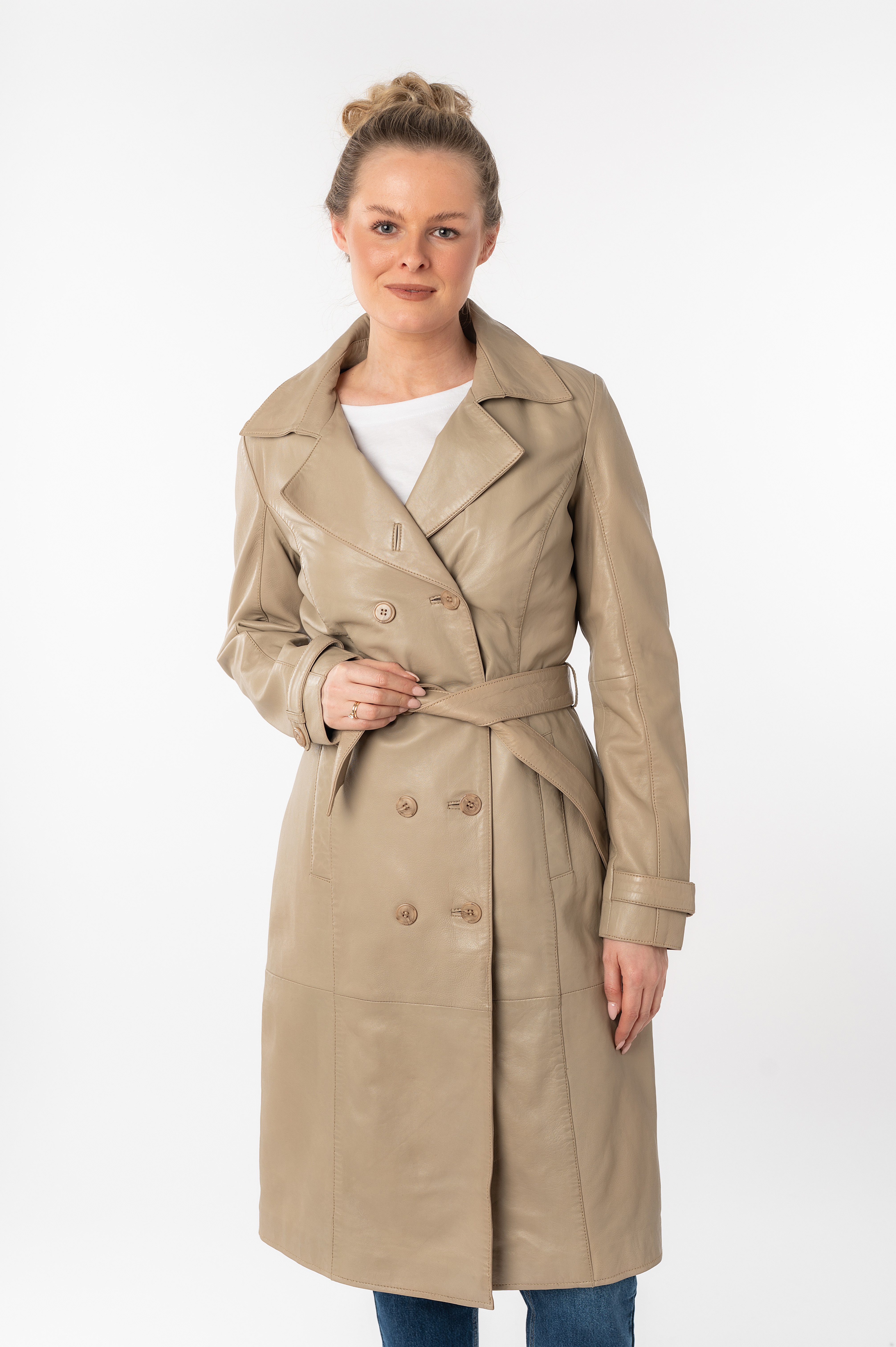 Mauritius Ledermantel GWTaruh OT (2-tlg) femininer Leder-Trenchcoat mit Bin günstig online kaufen