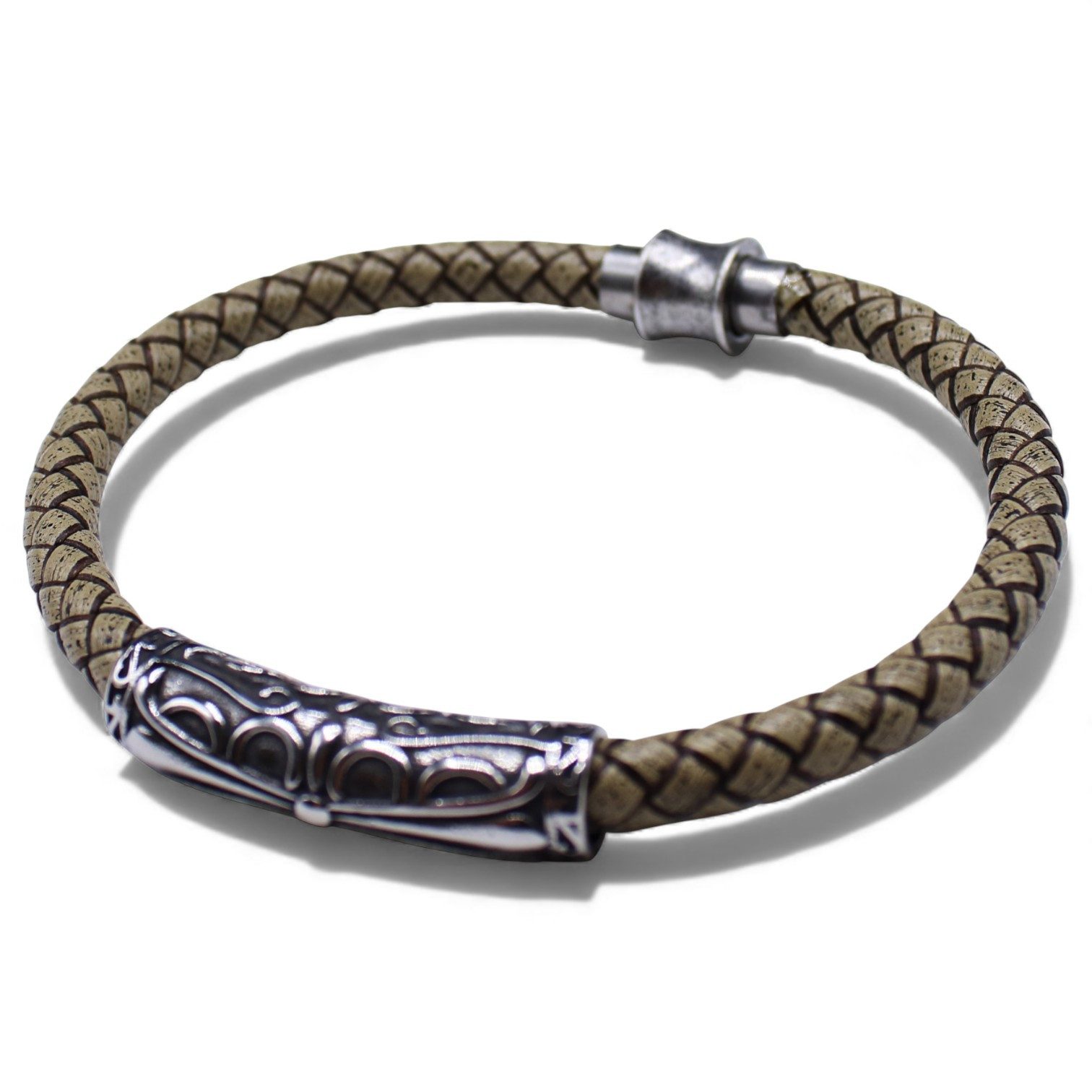 FRONHOFER Lederarmband 19132, Rindsleder, geflochten, unisex, Magnetverschluss