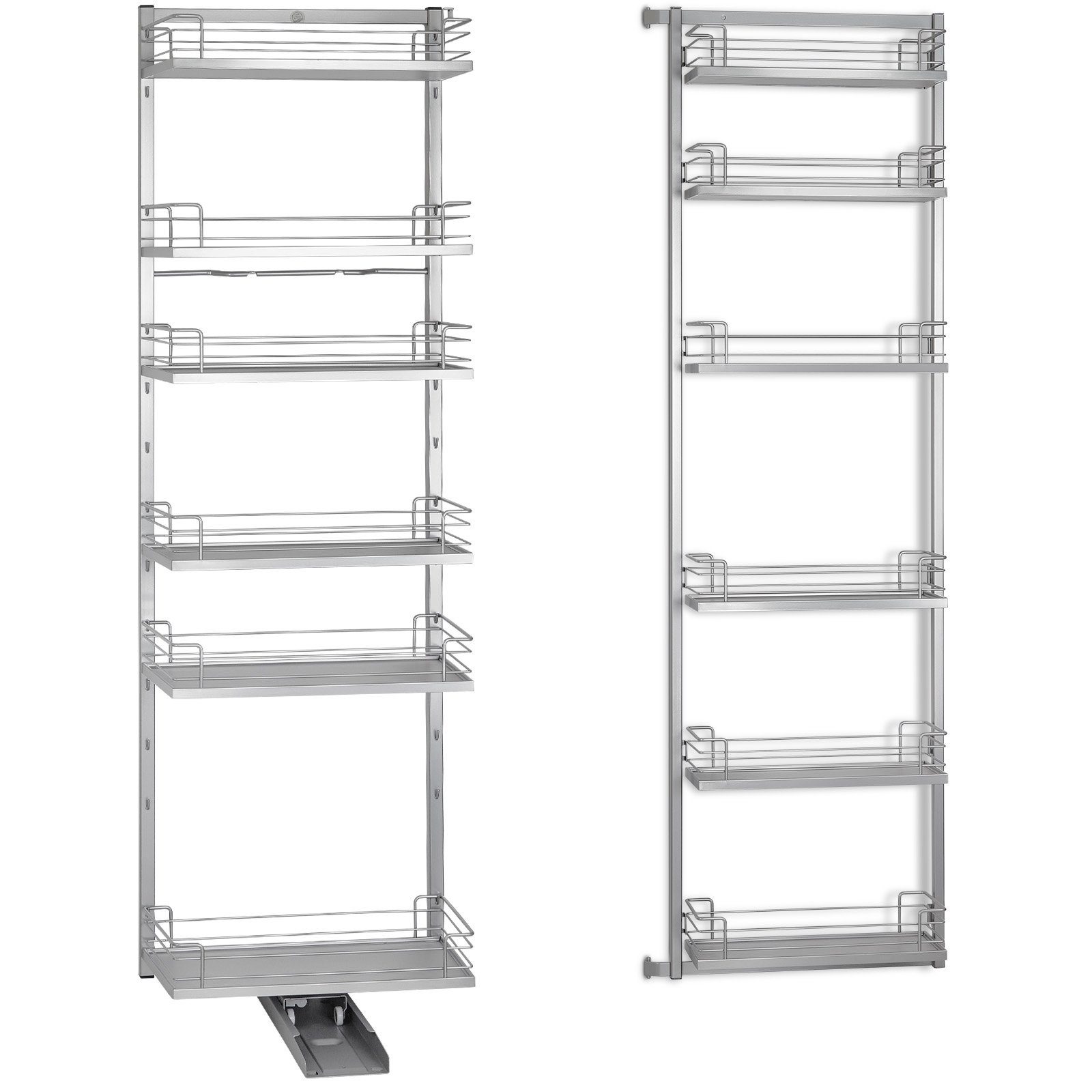 SO-TECH® Auszugsboden Dispensa Tandem II Auszugsrahmen und Tandem Side Türregal silbergrau, für 600er Schrankbreite, Einbauhöhe innen min. 1700 mm, inkl. Tablare