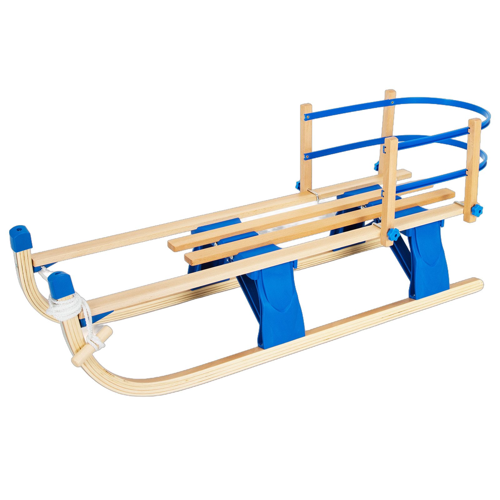 COSTWAY Schlitten, faltbarer Holzschlitten mit Zugseil, Metallgleitschiene