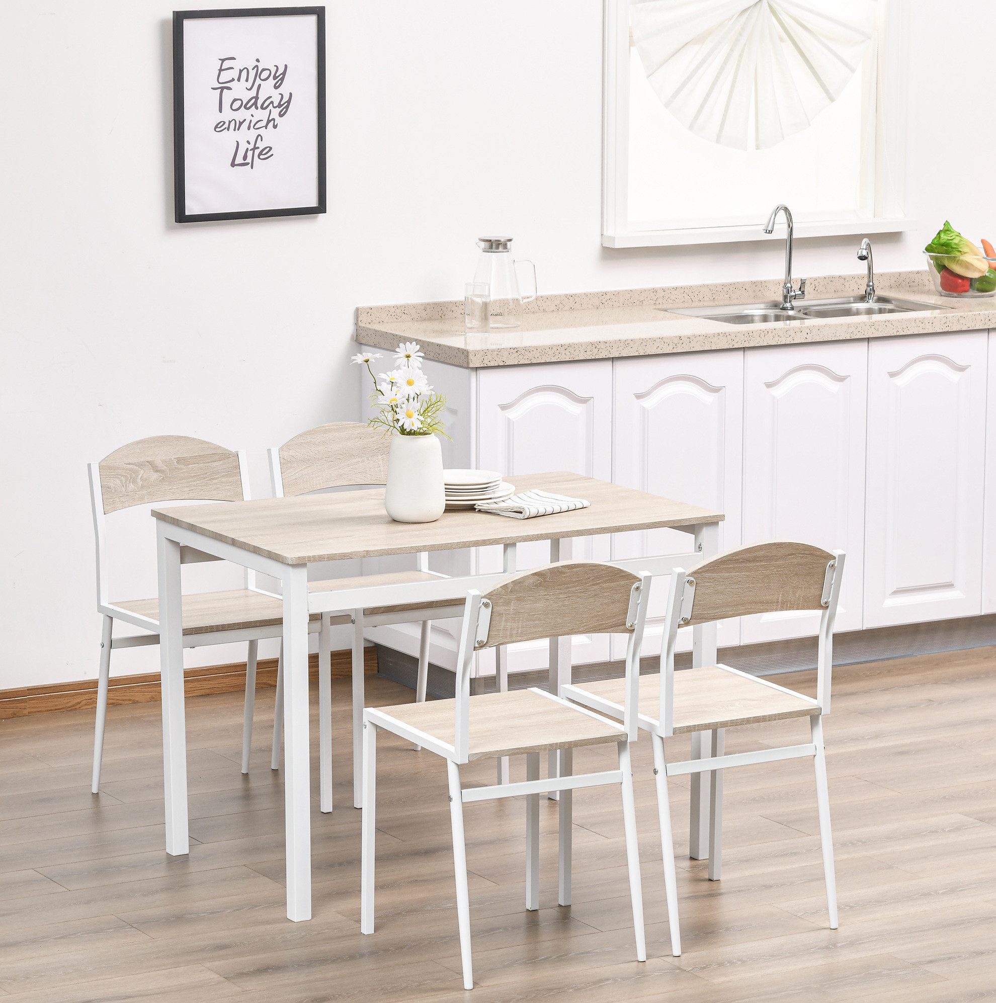 Essgruppe Sitzgruppe 5-tlg. 100x76,5x63 cm aus MDF und Metall