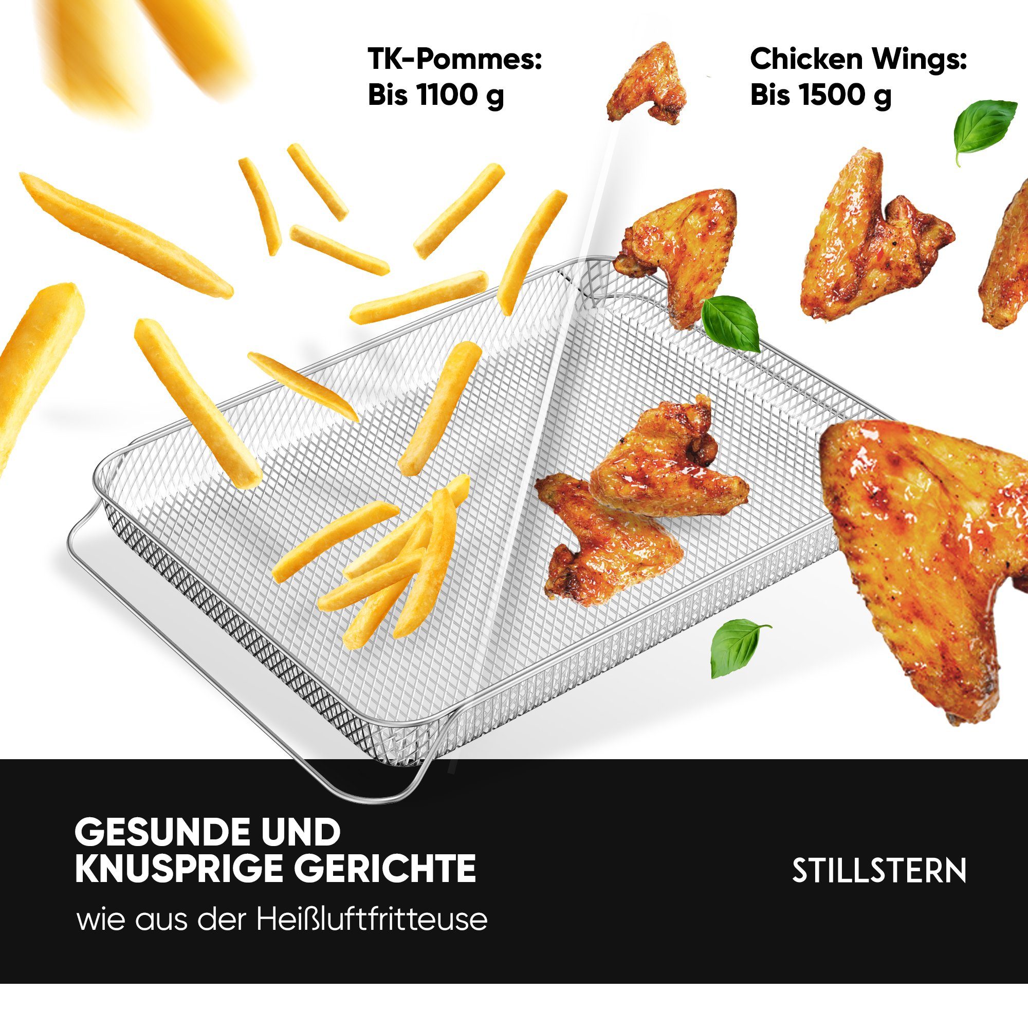 Stillstern Backblech Original Airfryer-Einsatz für Stillstern 25L Minibackofen, Edelstahl