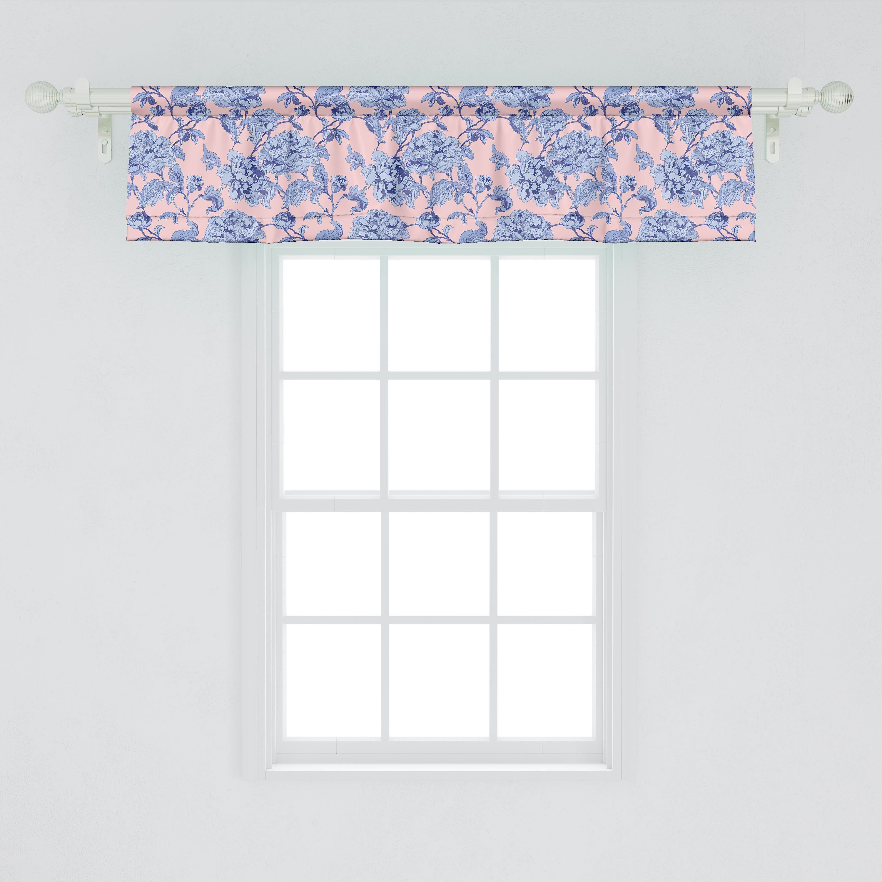 Rose Schlafzimmer Vorhang Stangentasche, mit Abakuhaus, für Bouquets Microfaser, Dekor Scheibengardine Motiv Blumen Küche Volant Vintage