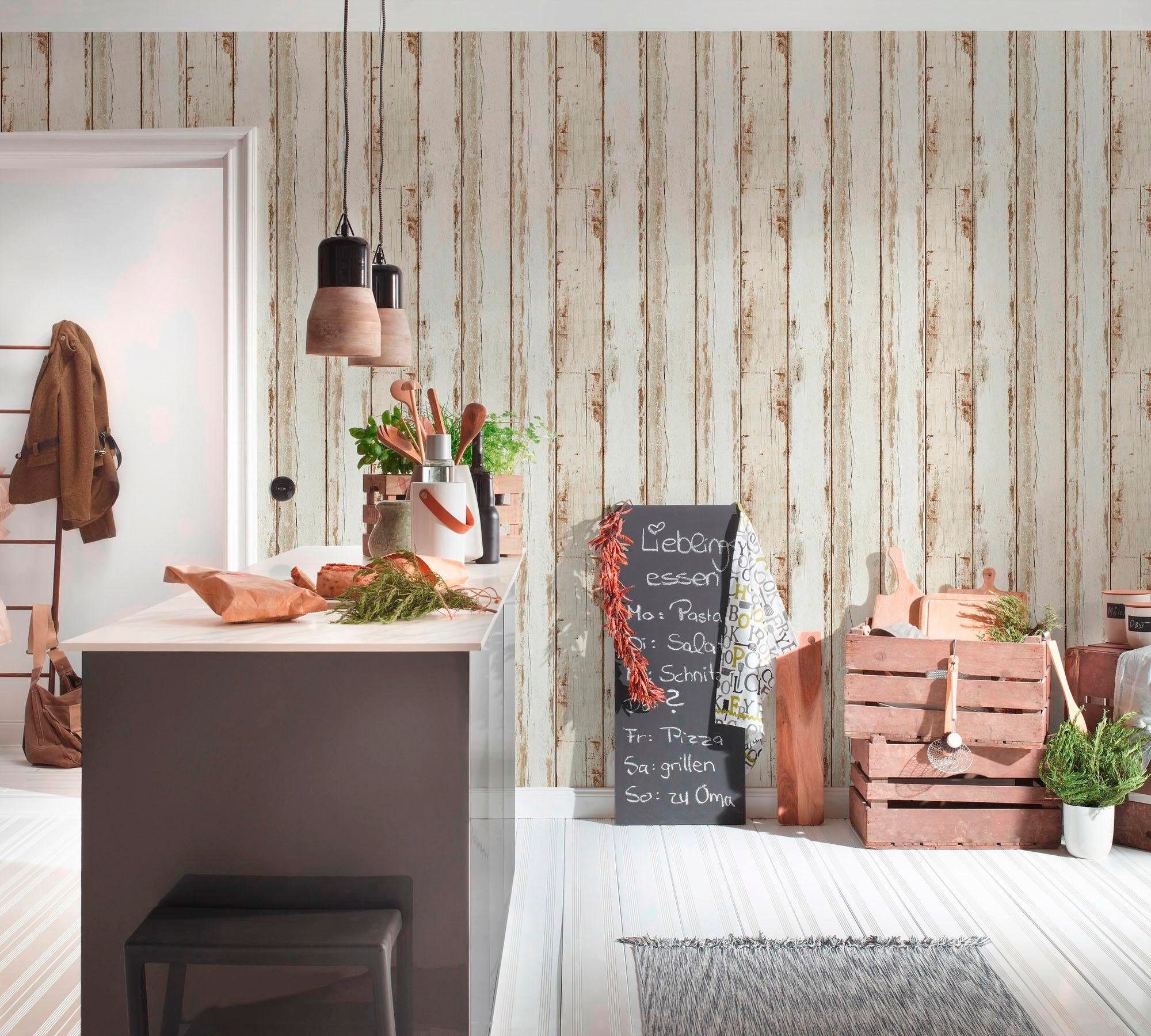 living walls Vliestapete Il Decoro, leicht strukturiert, gestreift, realistisch, Holz, Landhaus Tapete Holzoptik Tapeten Wohnzimmer Schlafzimmer Küche Design – Bild 4 von 4