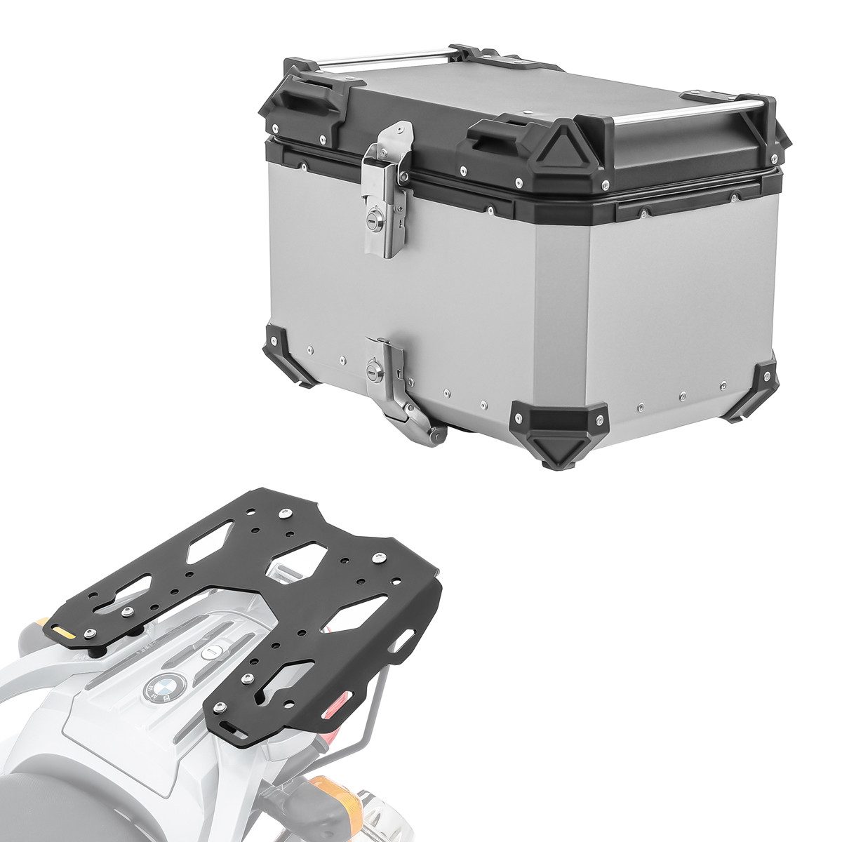 Bagtecs Topcase Set Alu Topcase + Gepäckbrücke passend für BMW F 650 GS / Dakar 04-07