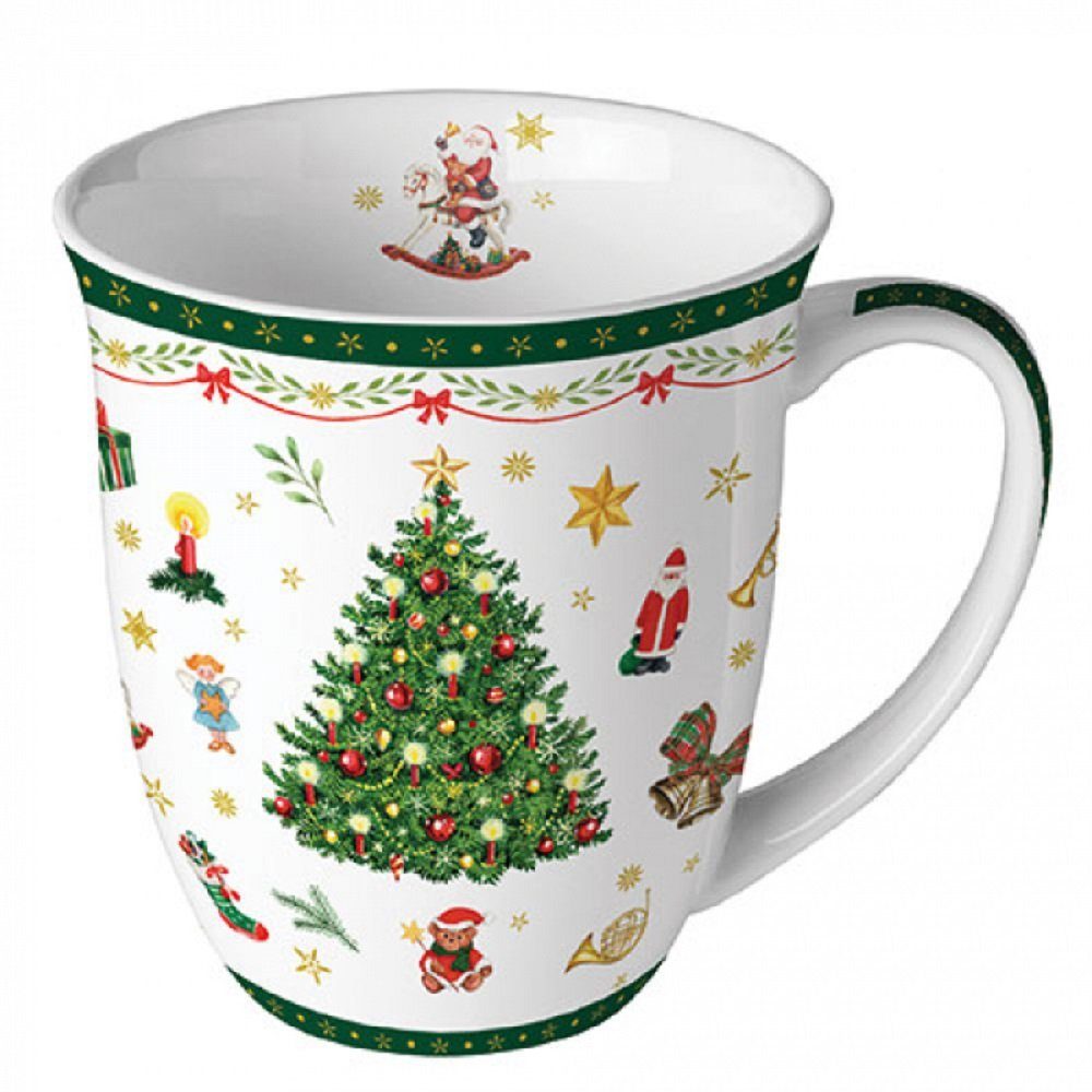 Ambiente Luxury Paper Products Becher Weihnachtsbecher- Silvester - Herbst / Winter Tee - Kaffee Tasse, Porzellan Weihnachtsbaum, Kollektion Mug Weihnachten Geschenkartikel